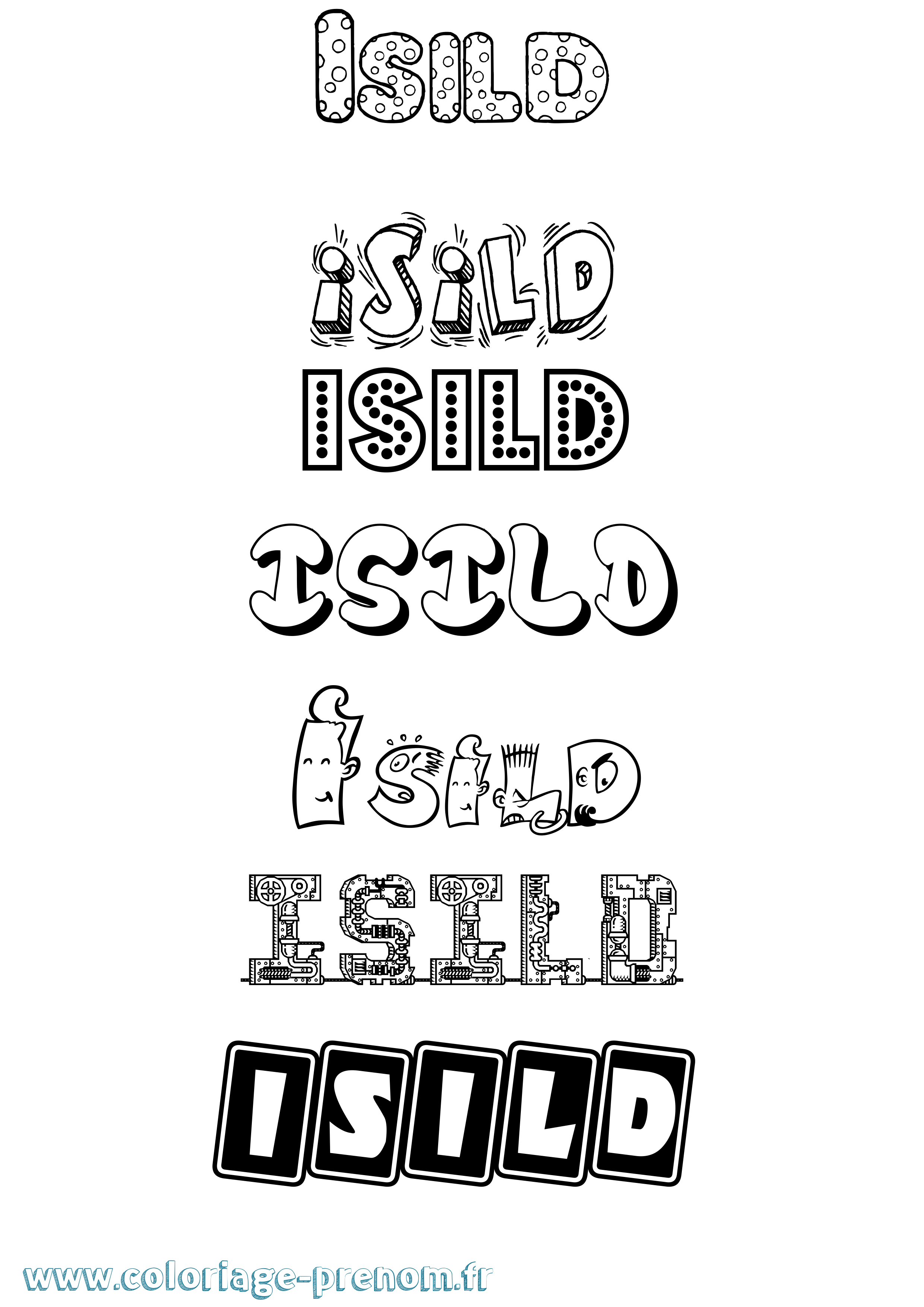 Coloriage Isild Fun Coloriage prénom Isild Fun
