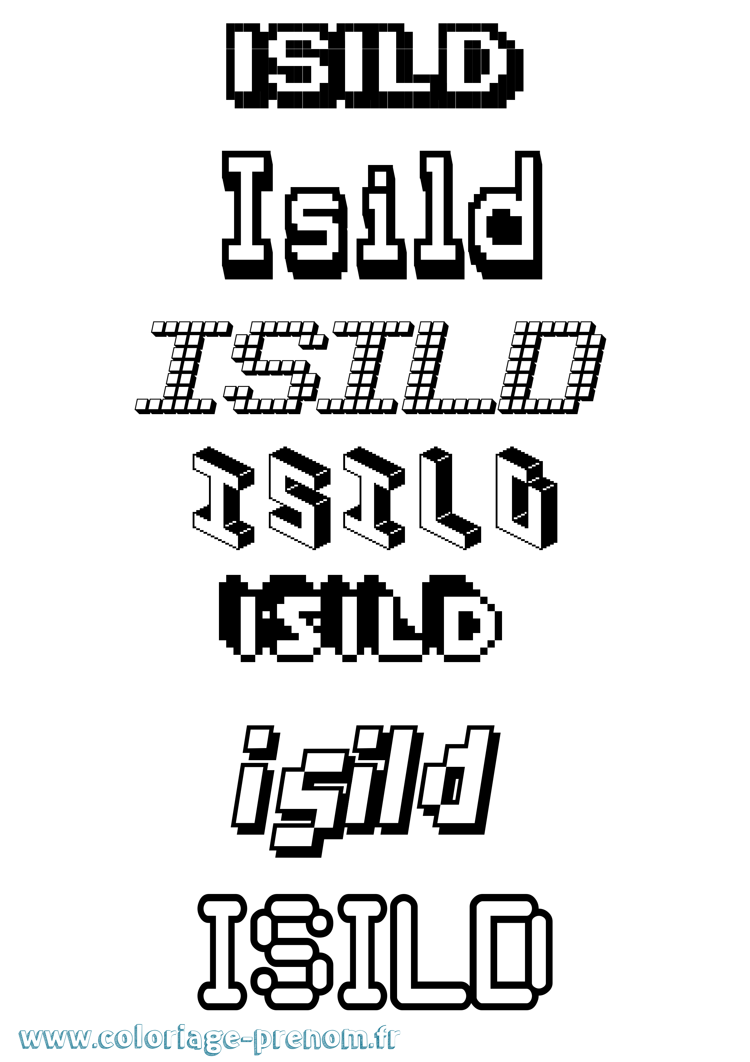 Coloriage Isild Pixel Coloriage prénom Isild Pixel