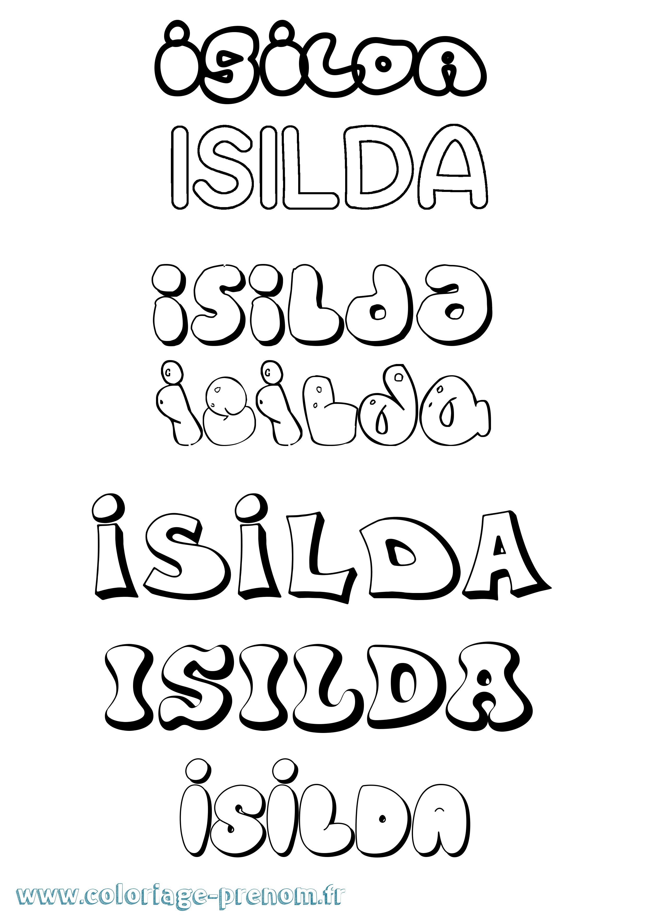 Coloriage Isilda Bubble Coloriage prénom Isilda Bubble