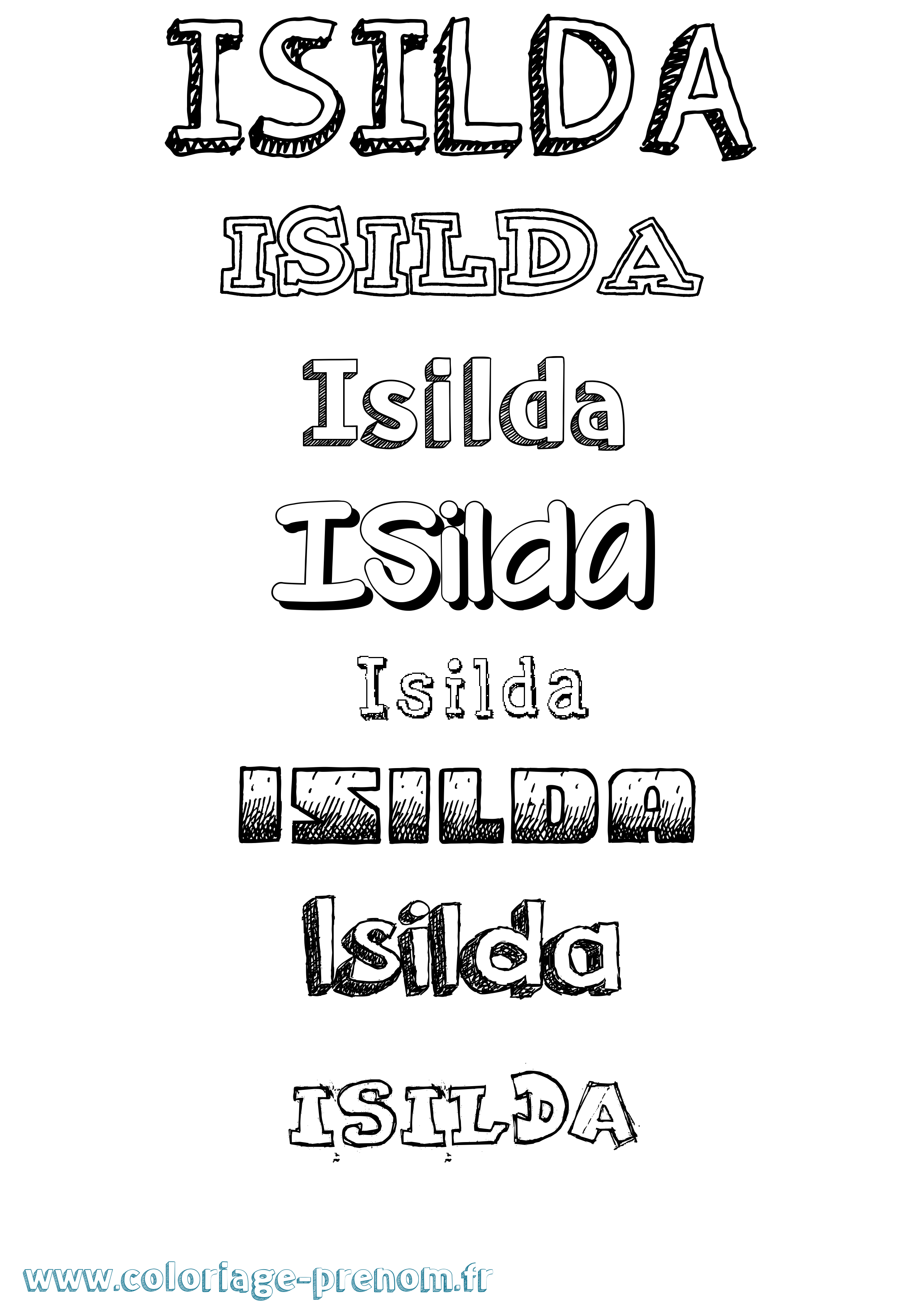 Coloriage Isilda Dessiné Coloriage prénom Isilda Dessiné