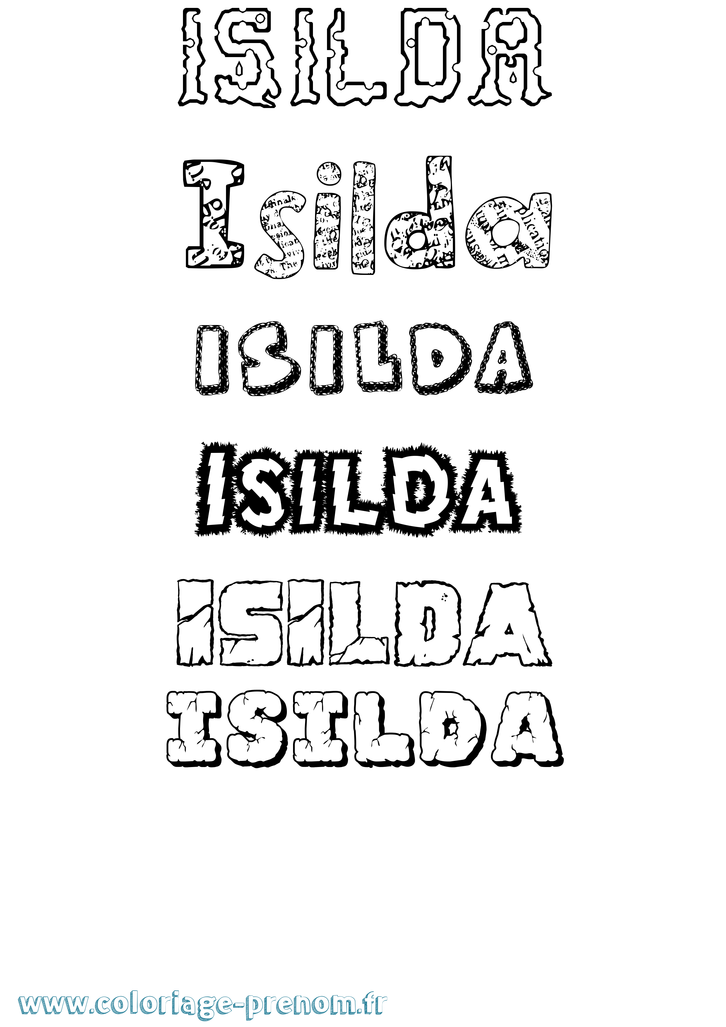 Coloriage Isilda Destructuré Coloriage prénom Isilda Destructuré