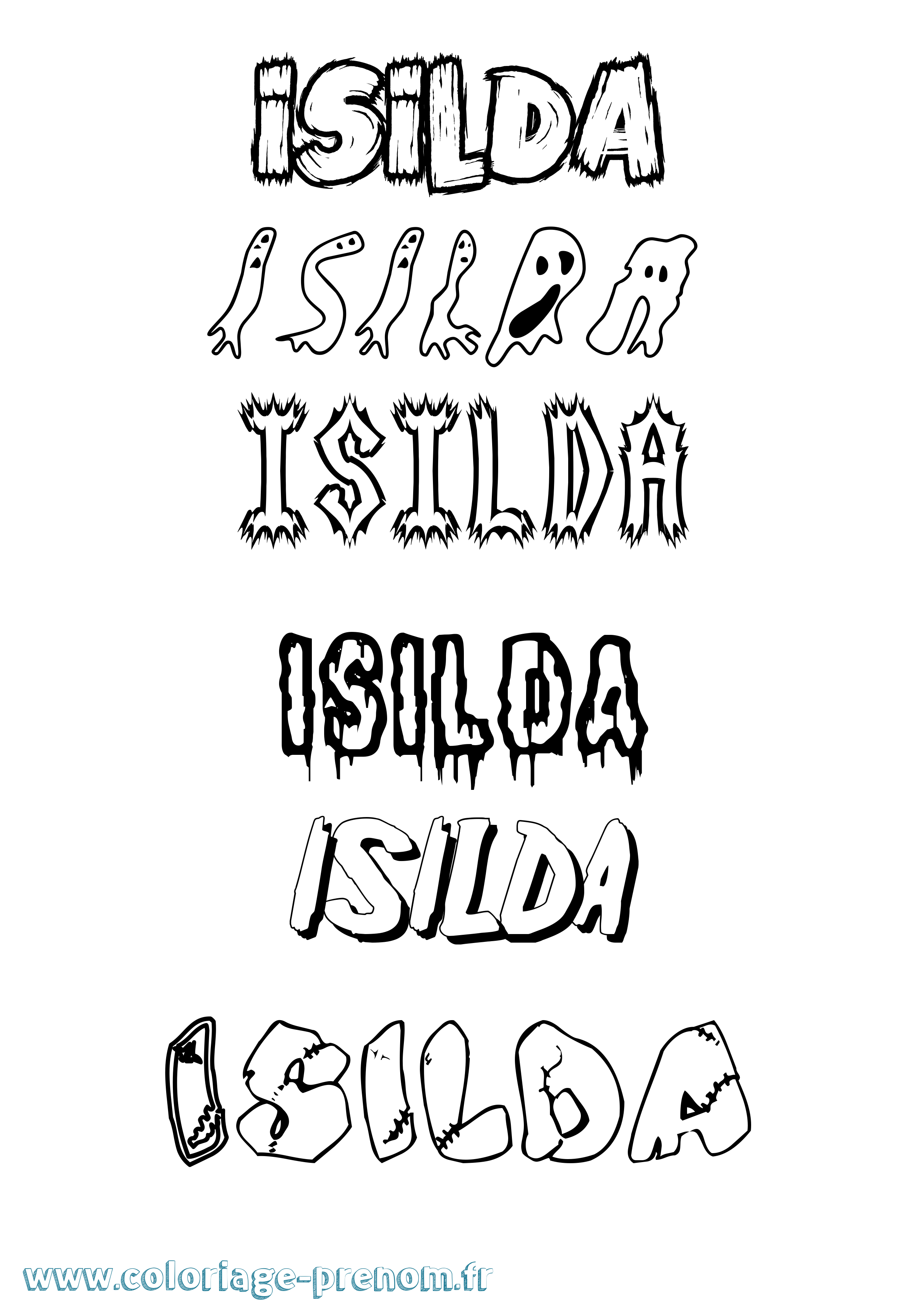 Coloriage Isilda Frisson Coloriage prénom Isilda Frisson