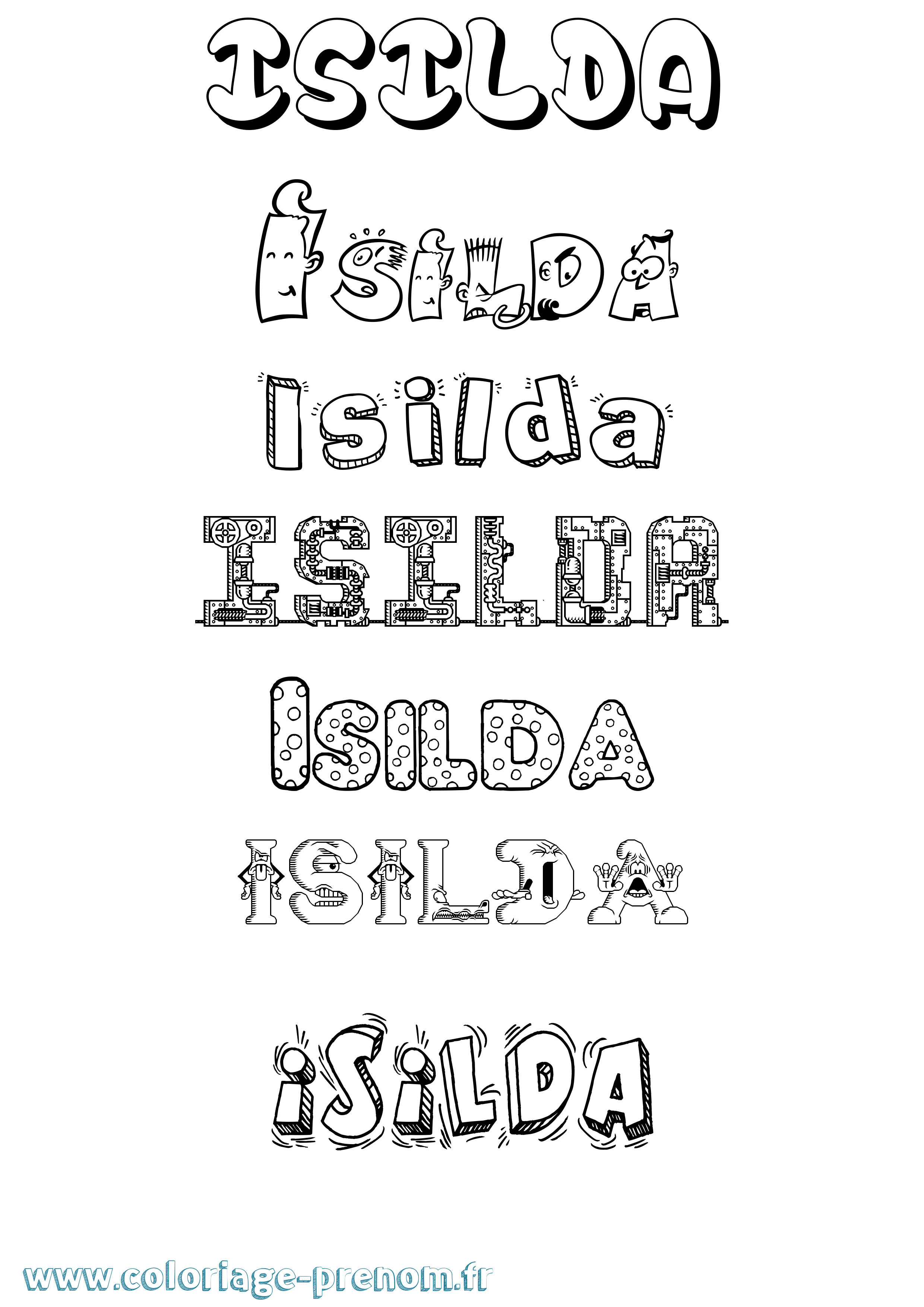 Coloriage Isilda Fun Coloriage prénom Isilda Fun