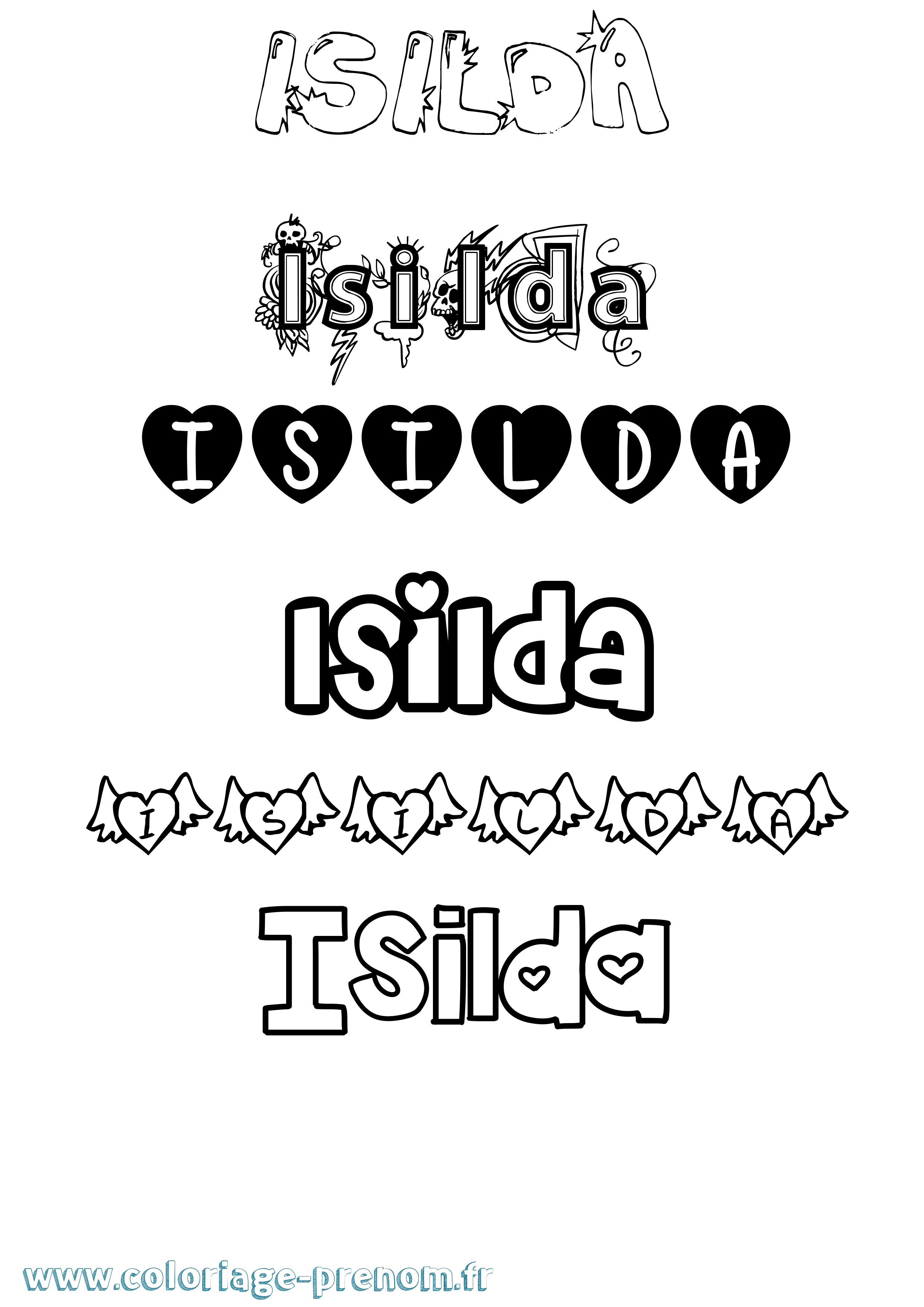Coloriage Isilda Girly Coloriage prénom Isilda Girly