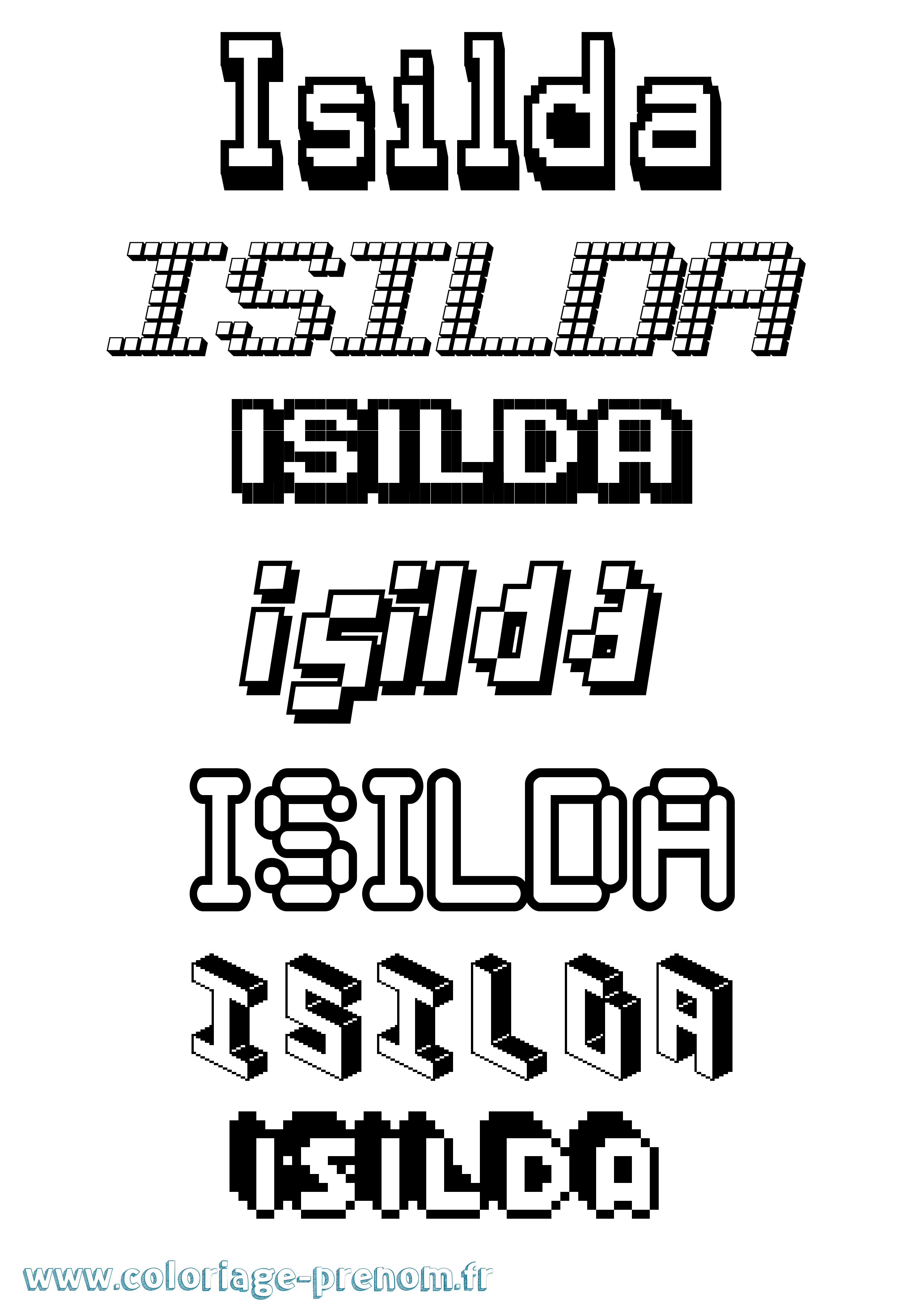 Coloriage Isilda Pixel Coloriage prénom Isilda Pixel
