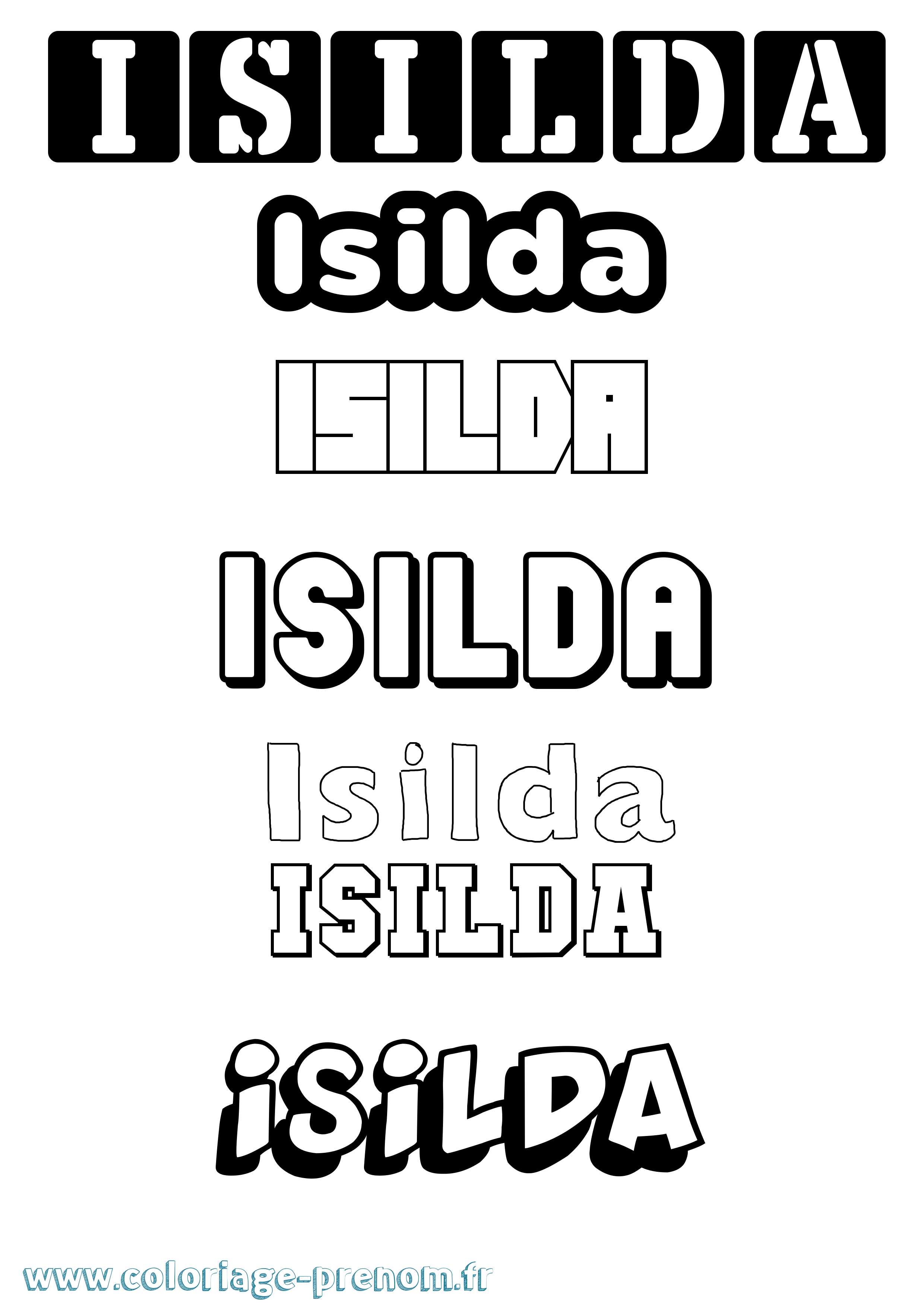Coloriage Isilda Simple Coloriage prénom Isilda Simple