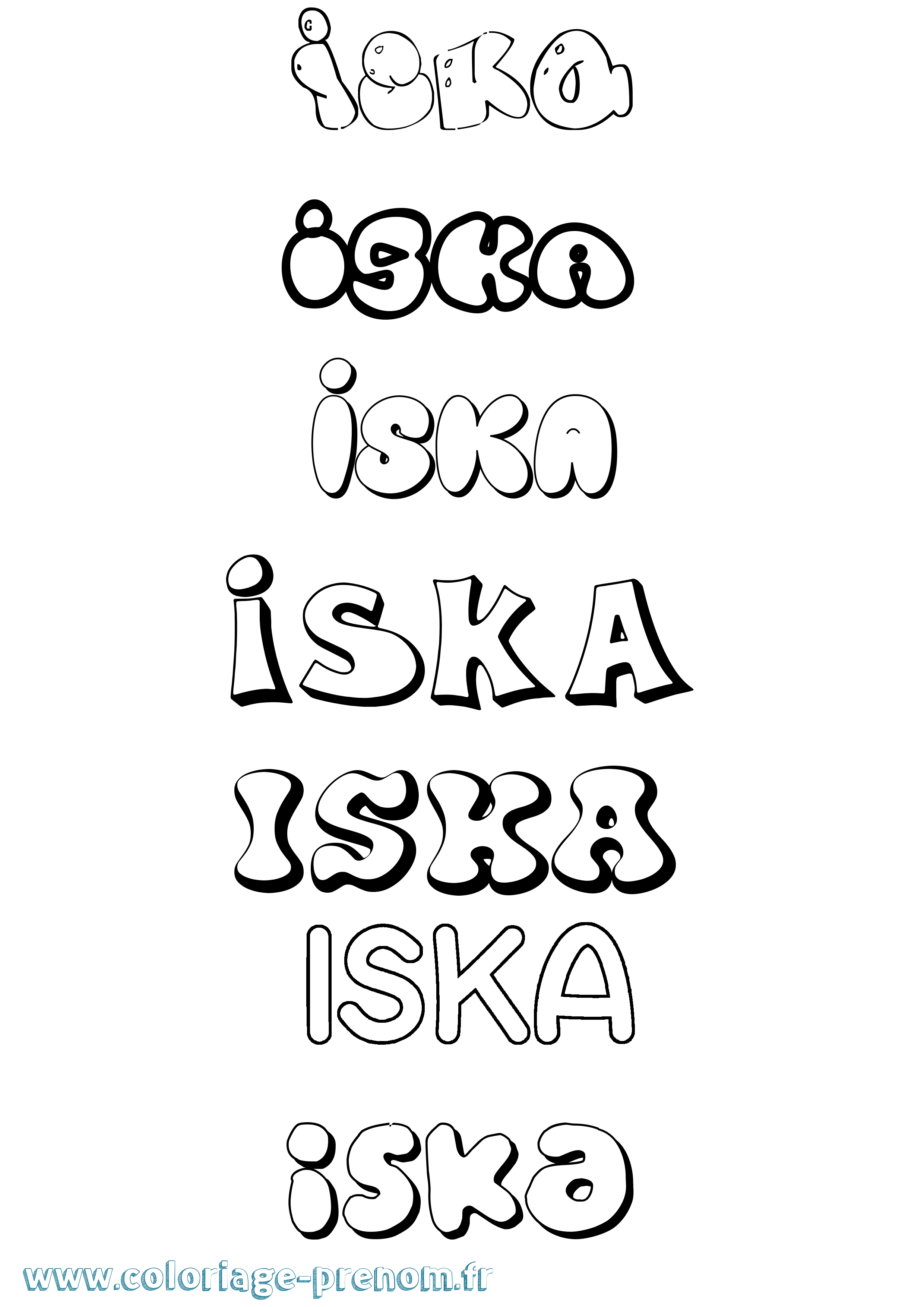 Coloriage Iska Bubble Coloriage prénom Iska Bubble