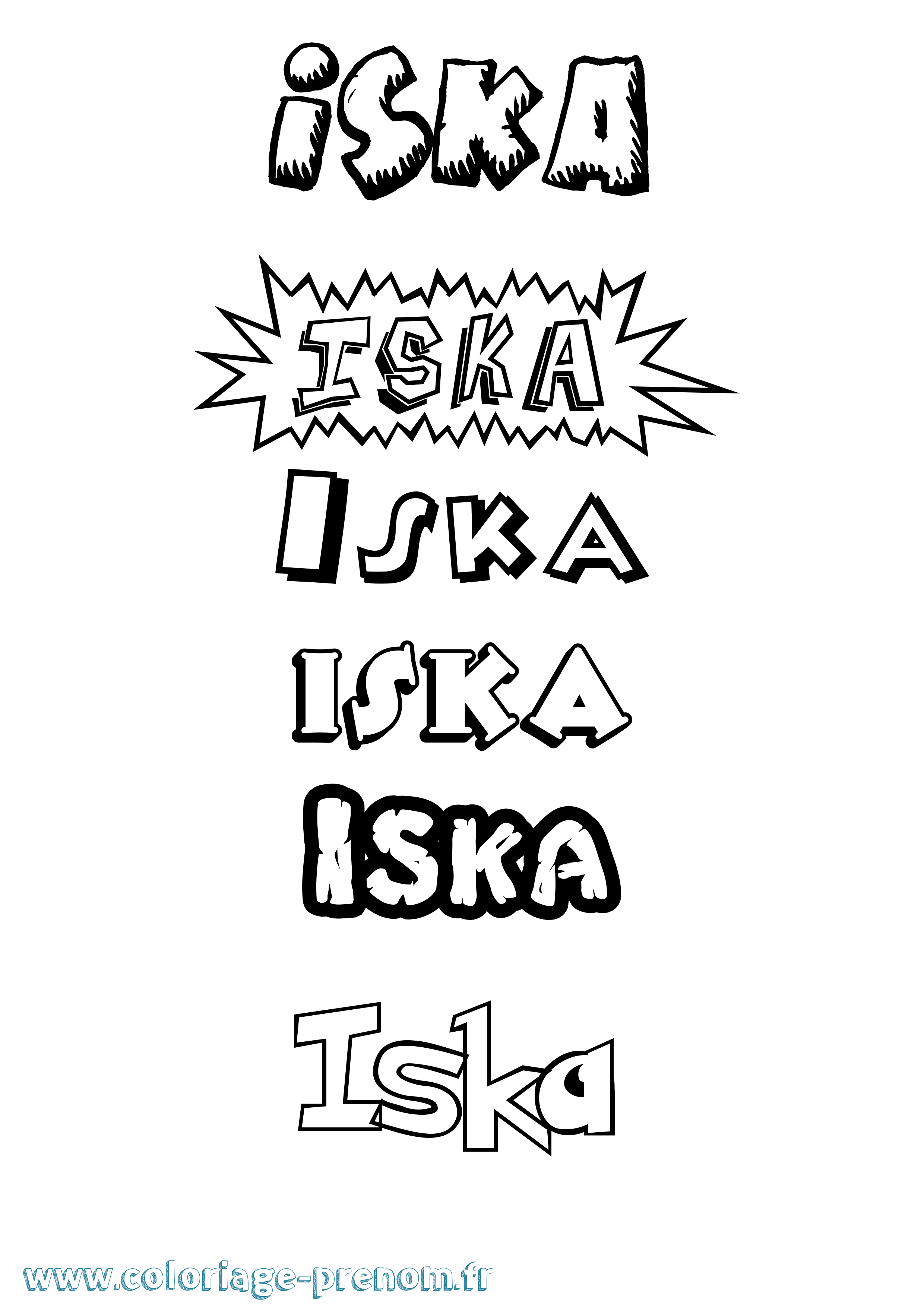 Coloriage Iska Dessin Animé Coloriage prénom Iska Dessin Animé