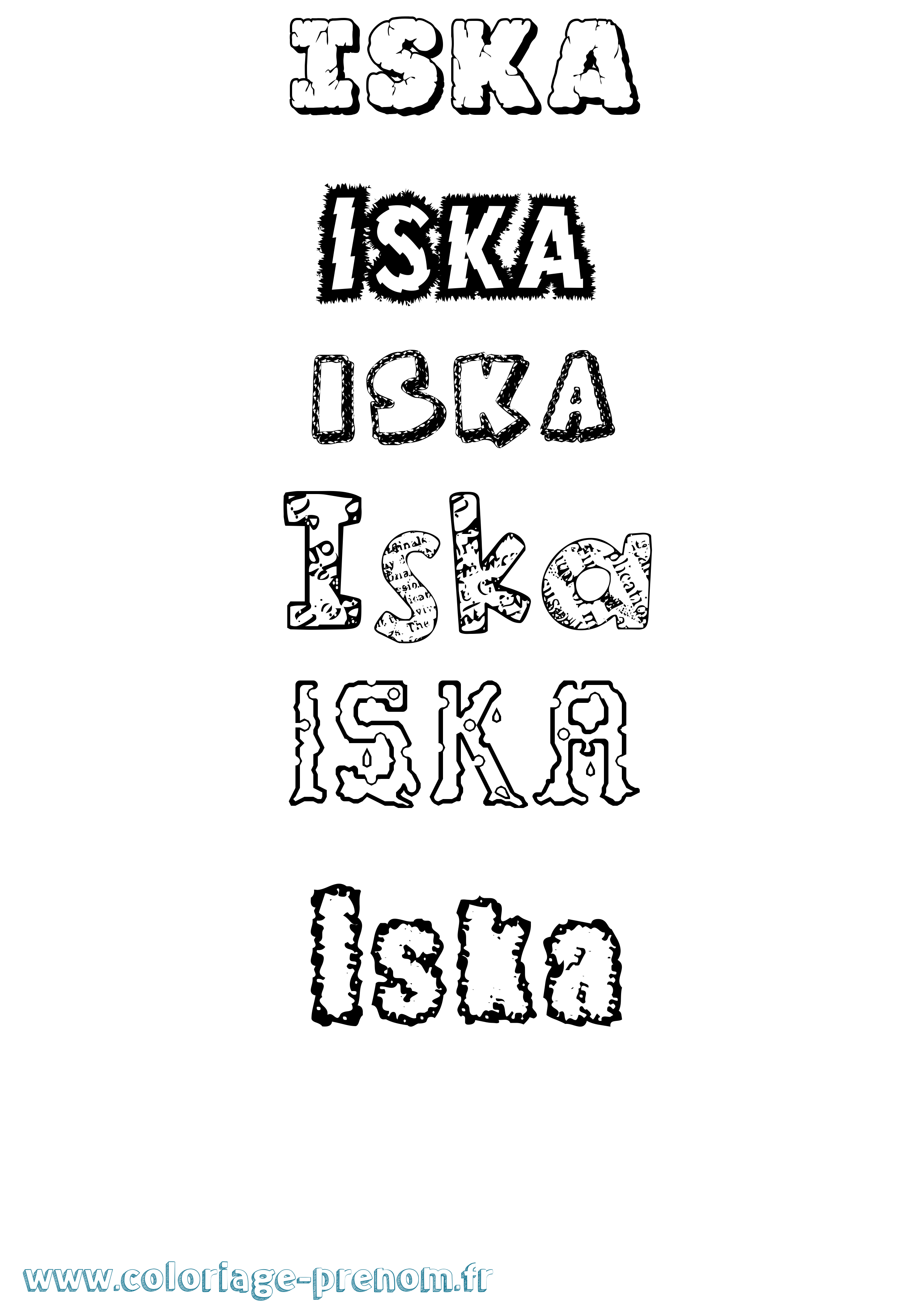 Coloriage Iska Destructuré Coloriage prénom Iska Destructuré