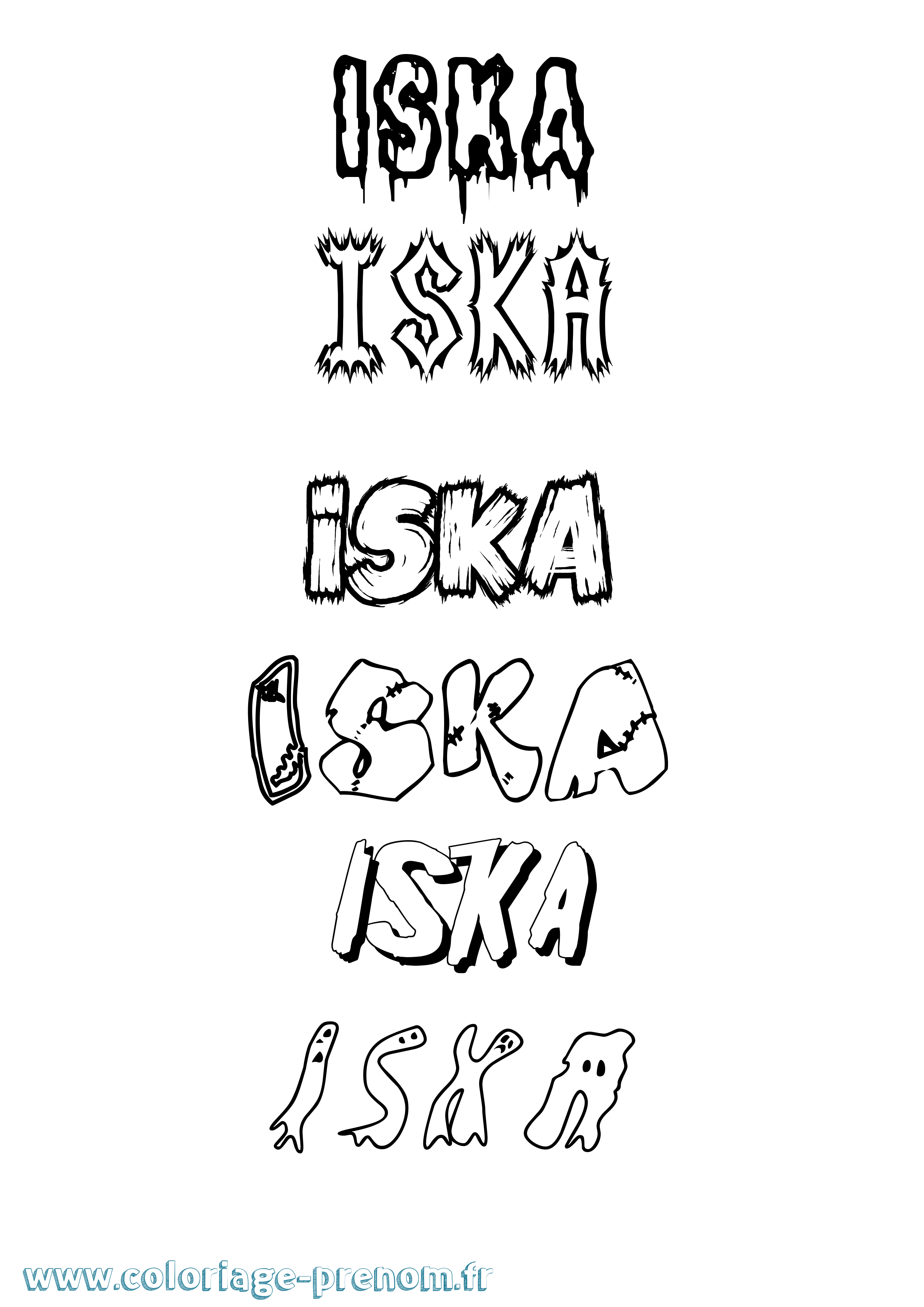 Coloriage Iska Frisson Coloriage prénom Iska Frisson