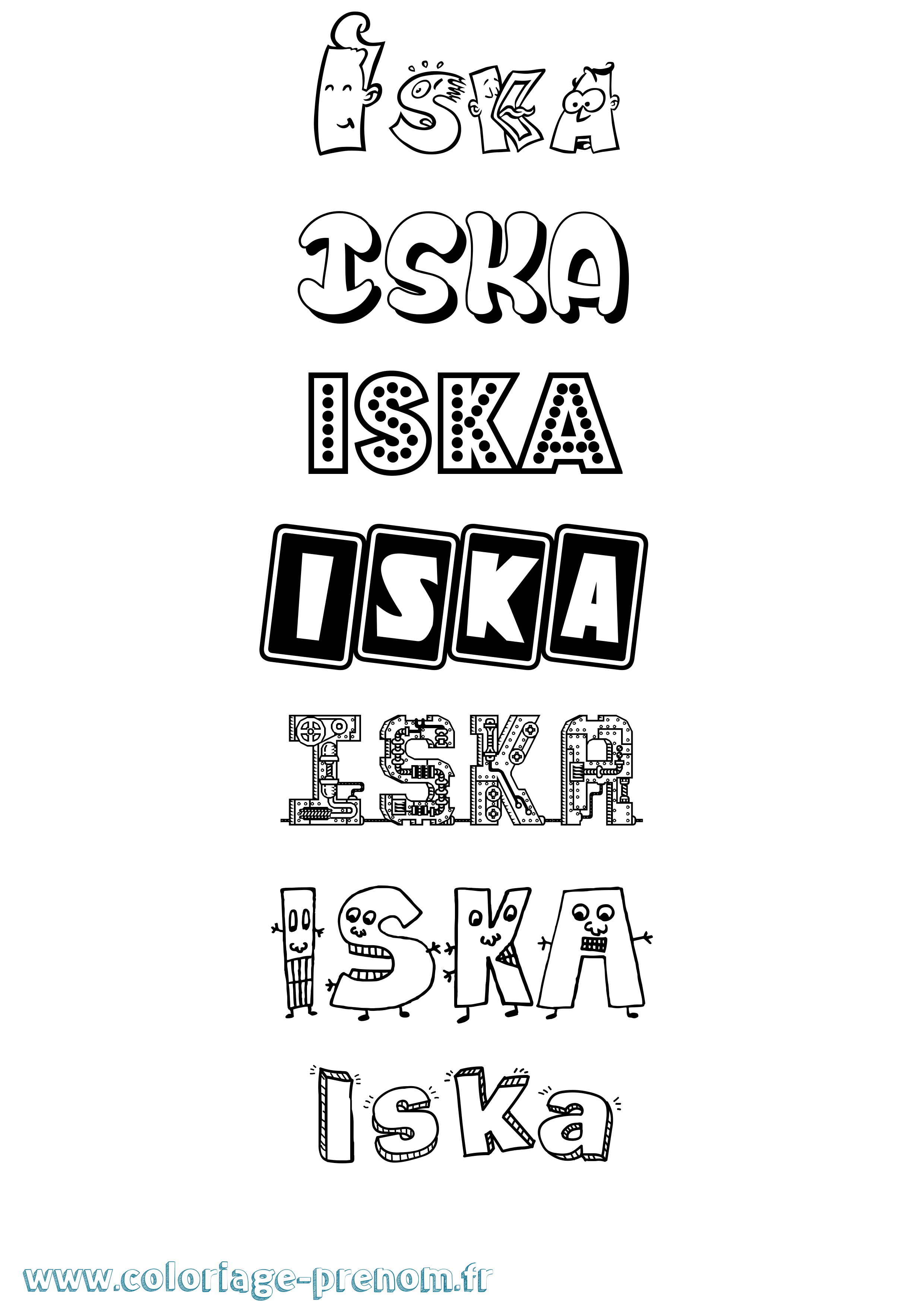 Coloriage Iska Fun Coloriage prénom Iska Fun