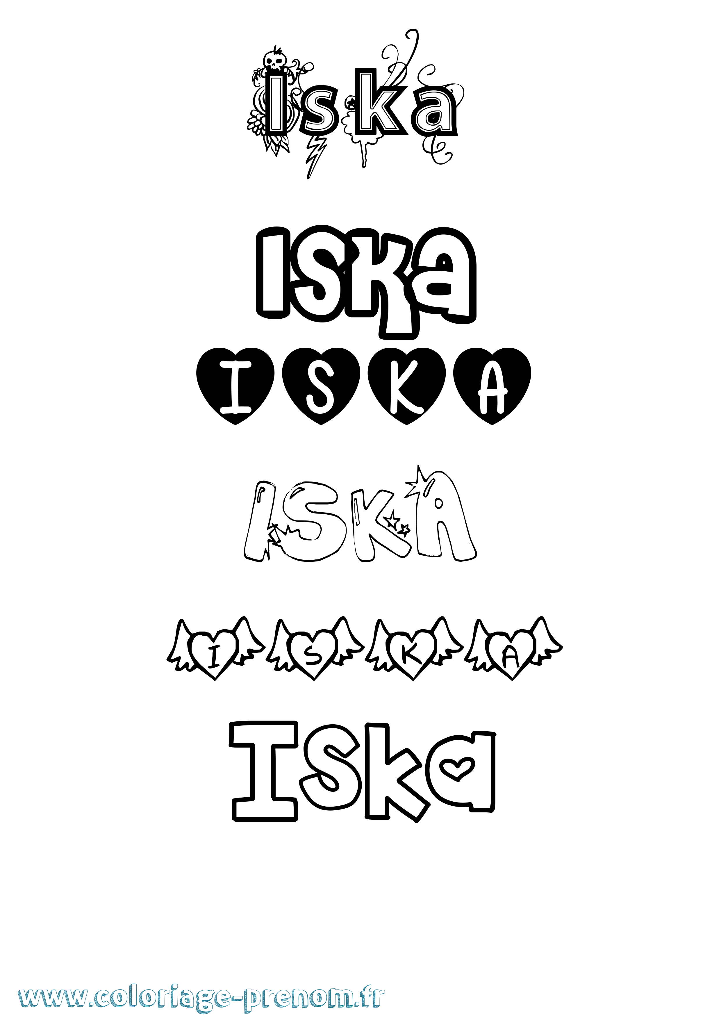 Coloriage Iska Girly Coloriage prénom Iska Girly