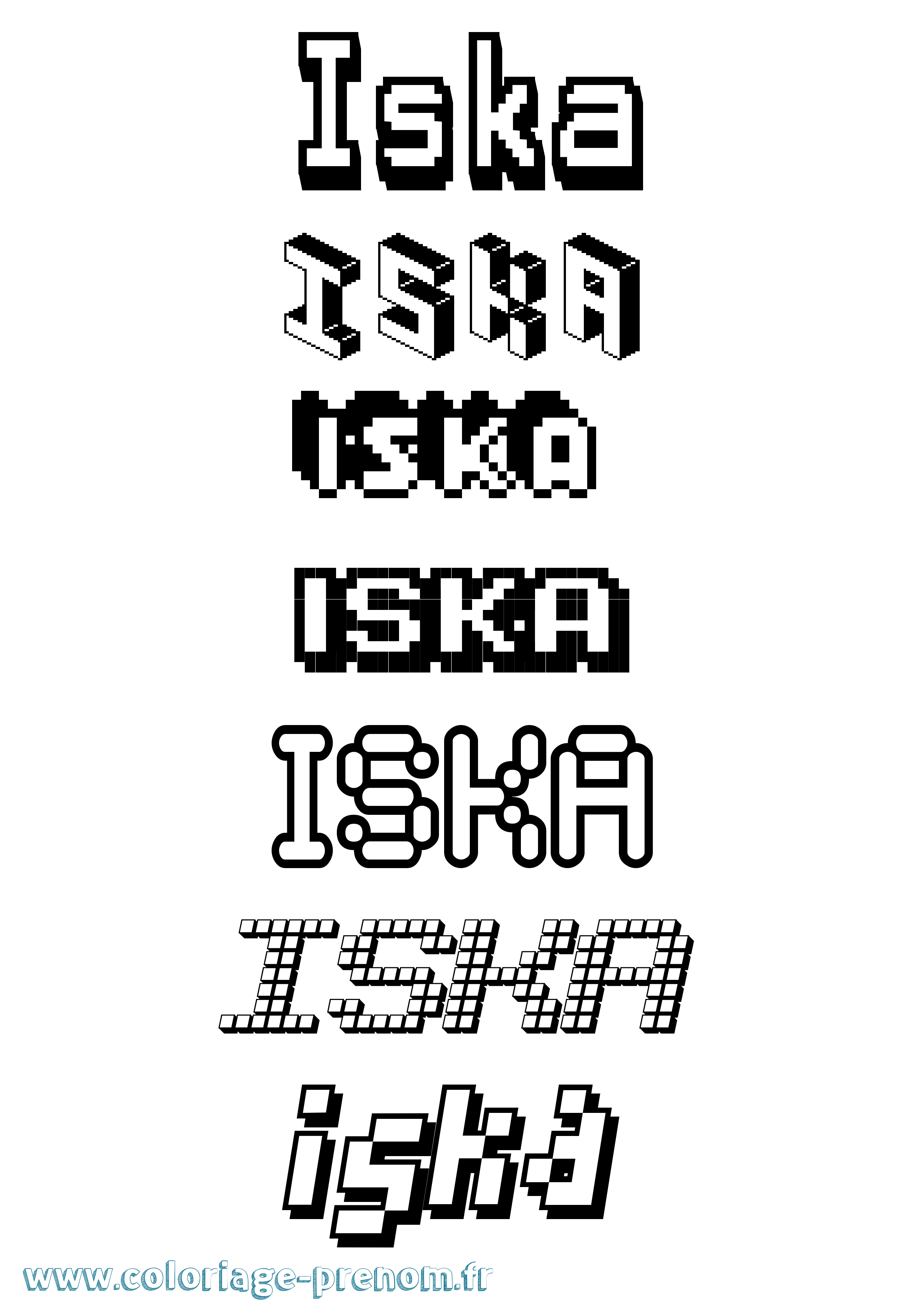 Coloriage Iska Pixel Coloriage prénom Iska Pixel