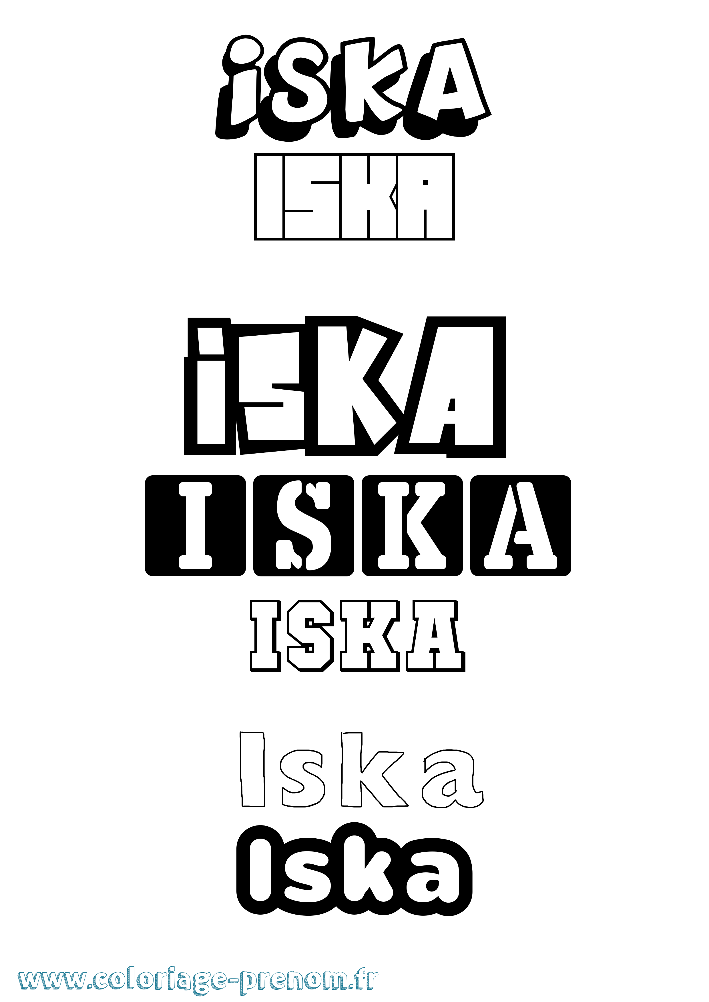 Coloriage Iska Simple Coloriage prénom Iska Simple