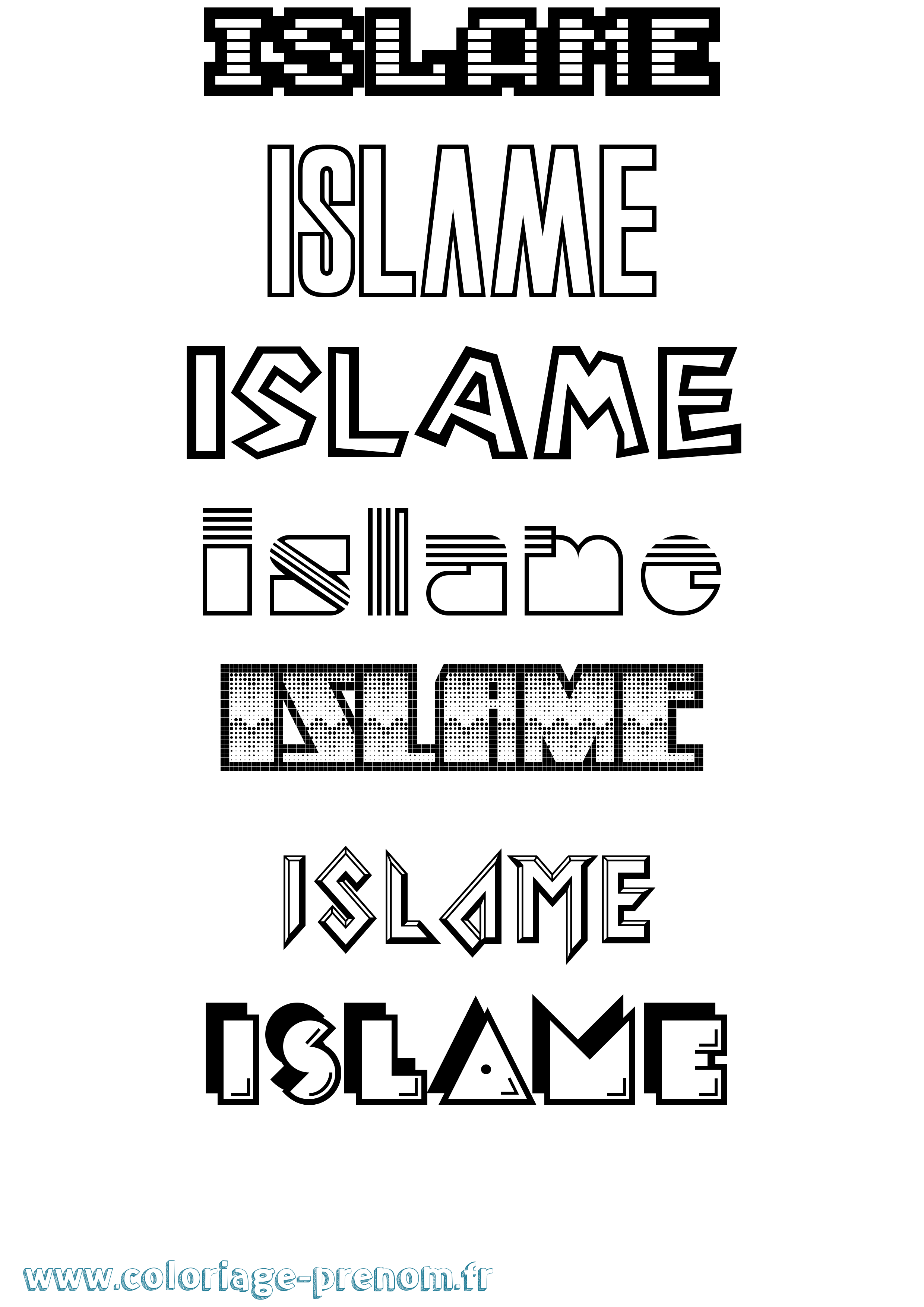Coloriage Islame Jeux Vidéos Coloriage prénom Islame Jeux Vidéos