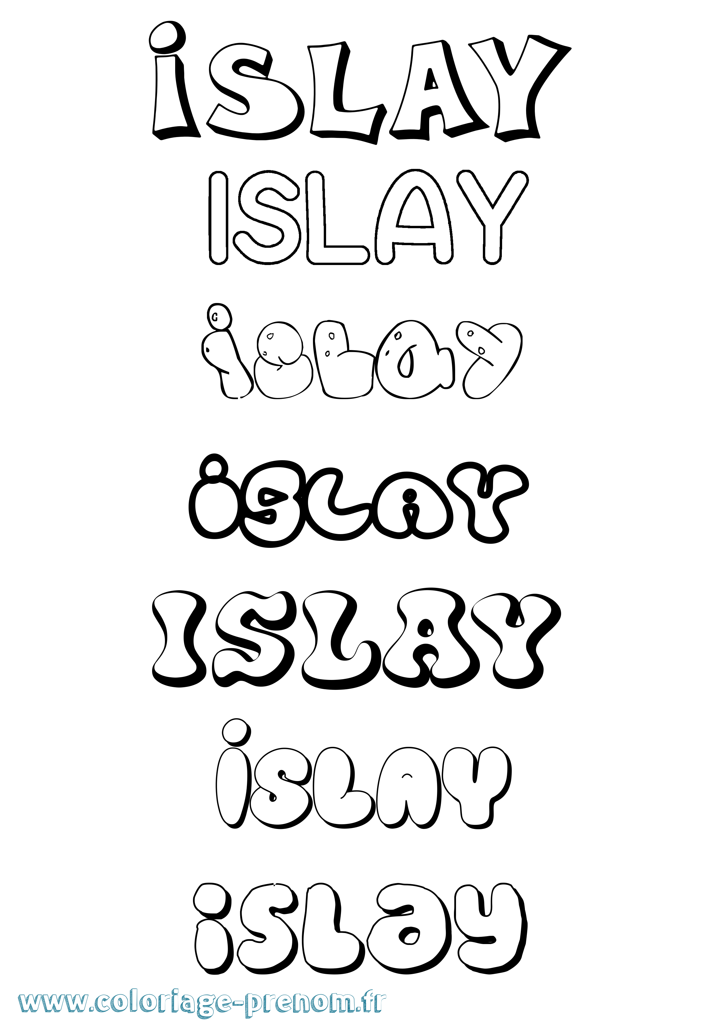 Coloriage Islay Bubble Coloriage prénom Islay Bubble