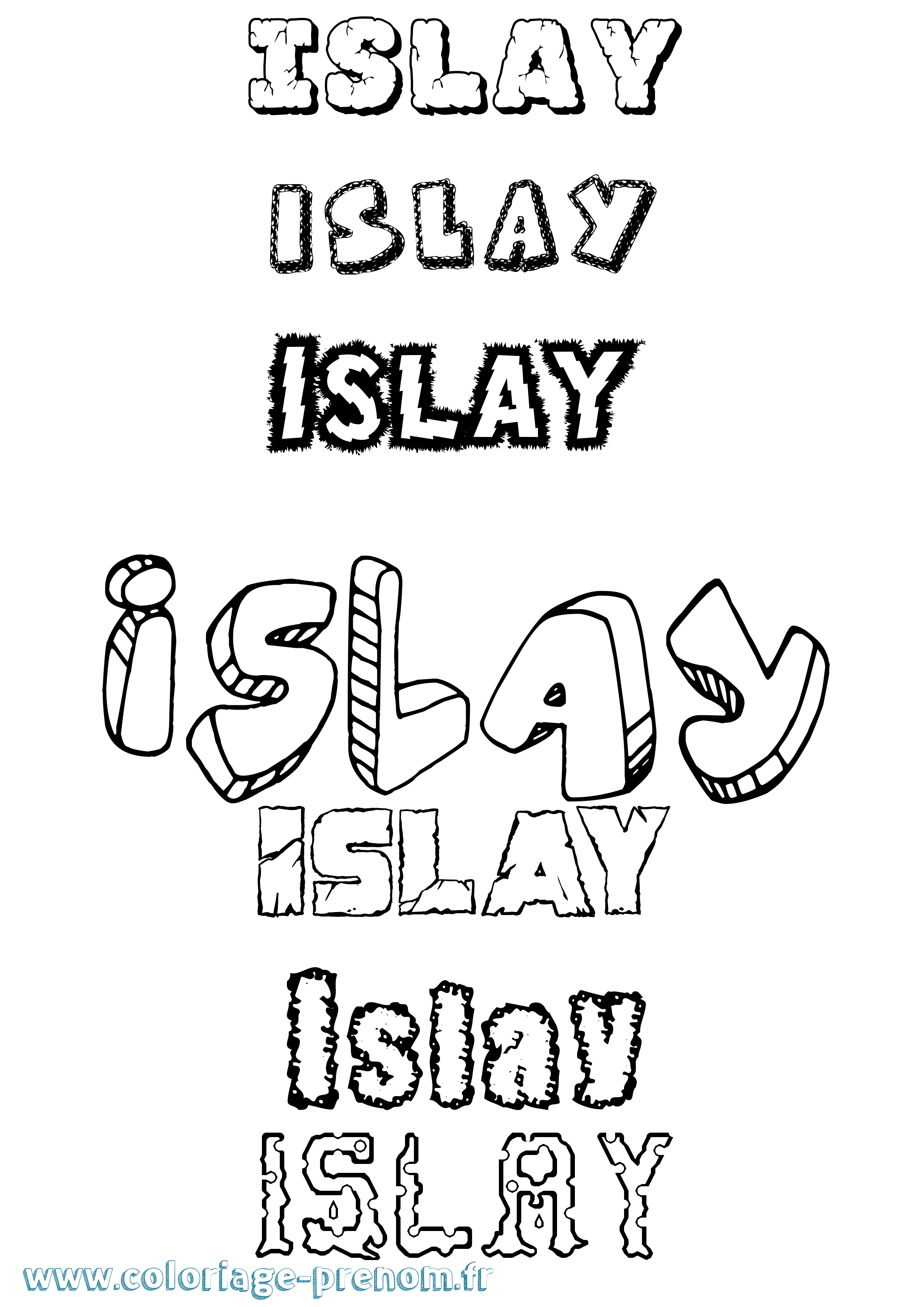 Coloriage Islay Destructuré Coloriage prénom Islay Destructuré