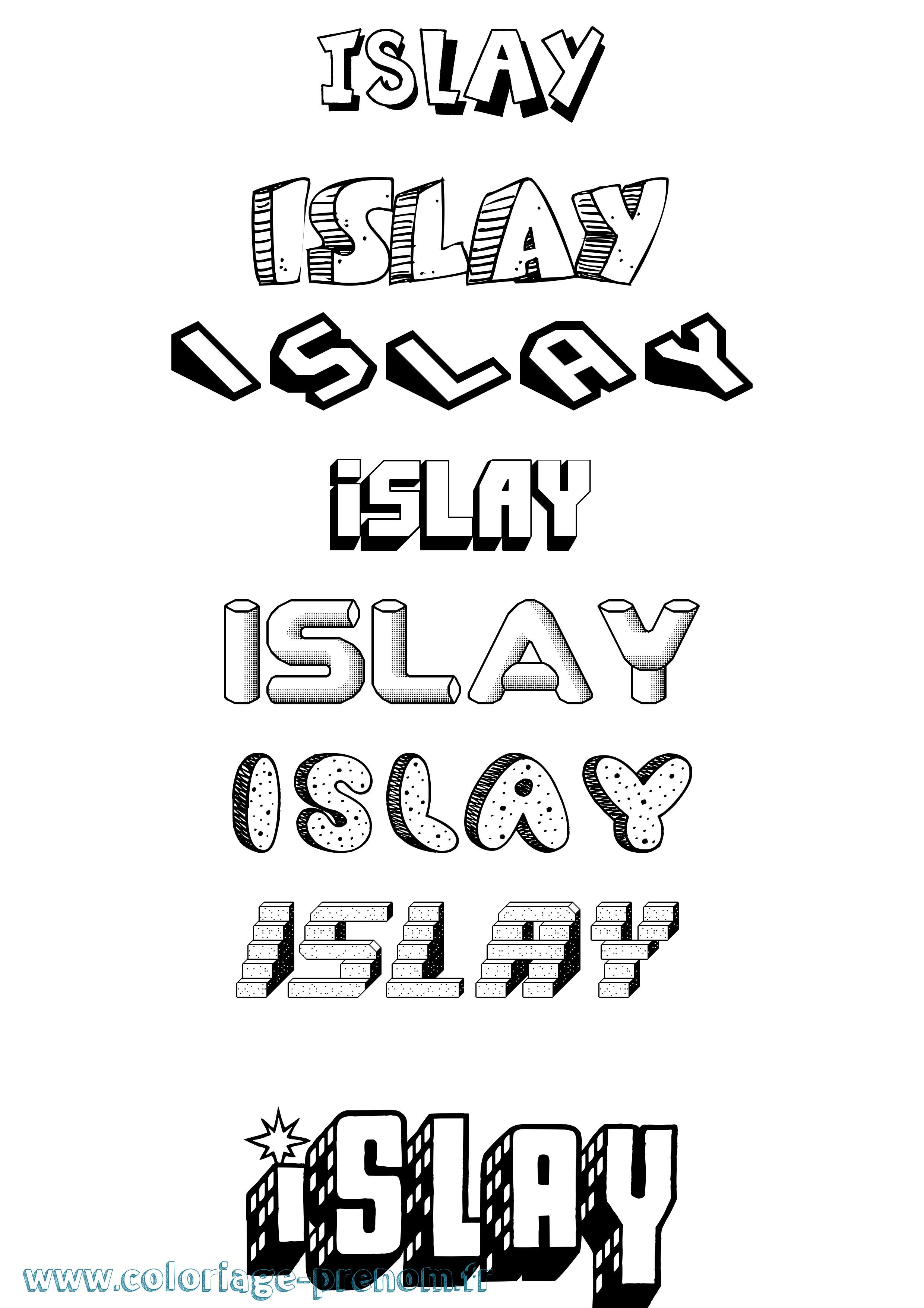 Coloriage Islay Effet 3D Coloriage prénom Islay Effet 3D