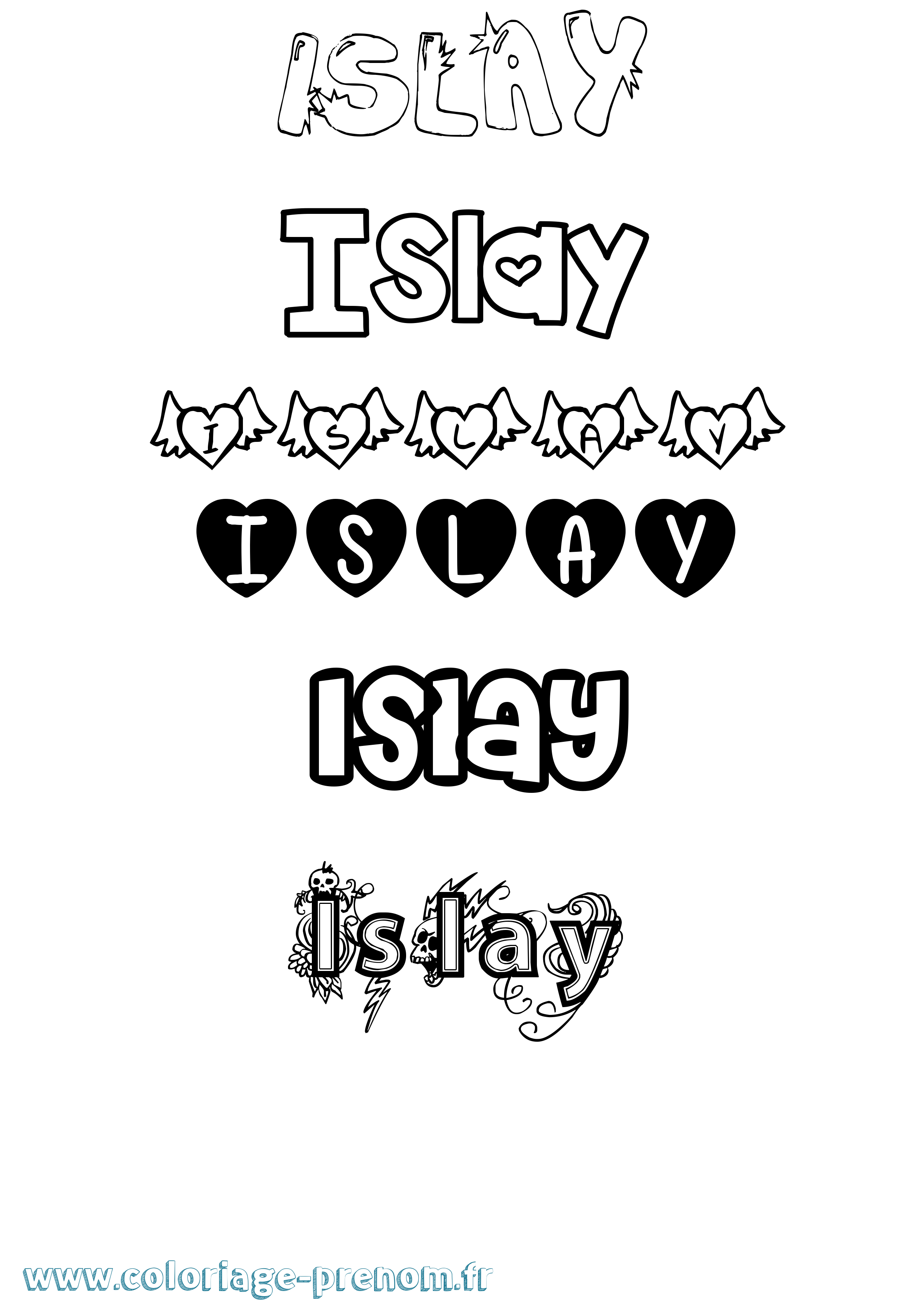 Coloriage Islay Girly Coloriage prénom Islay Girly