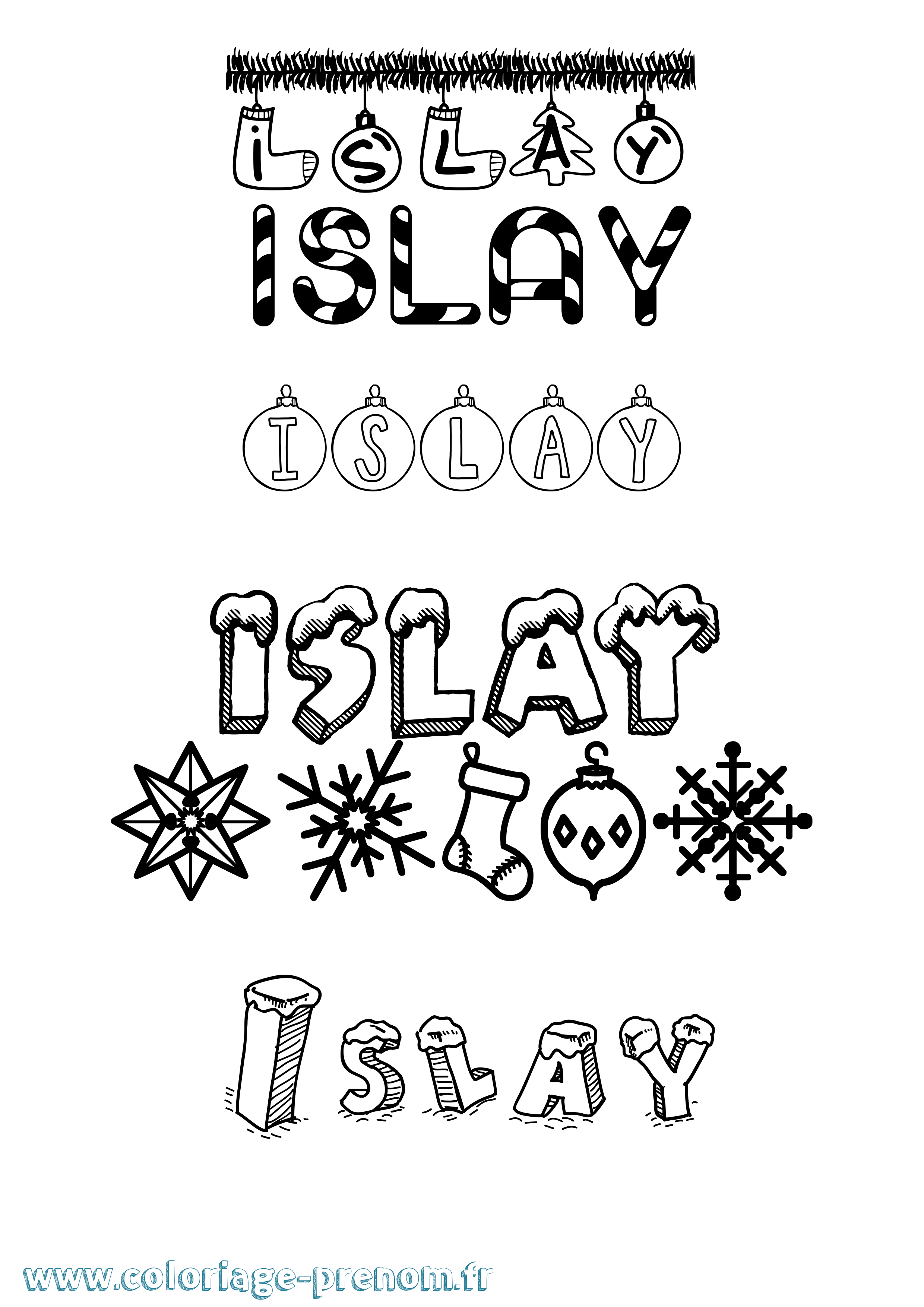 Coloriage Islay Noël Coloriage prénom Islay Noël