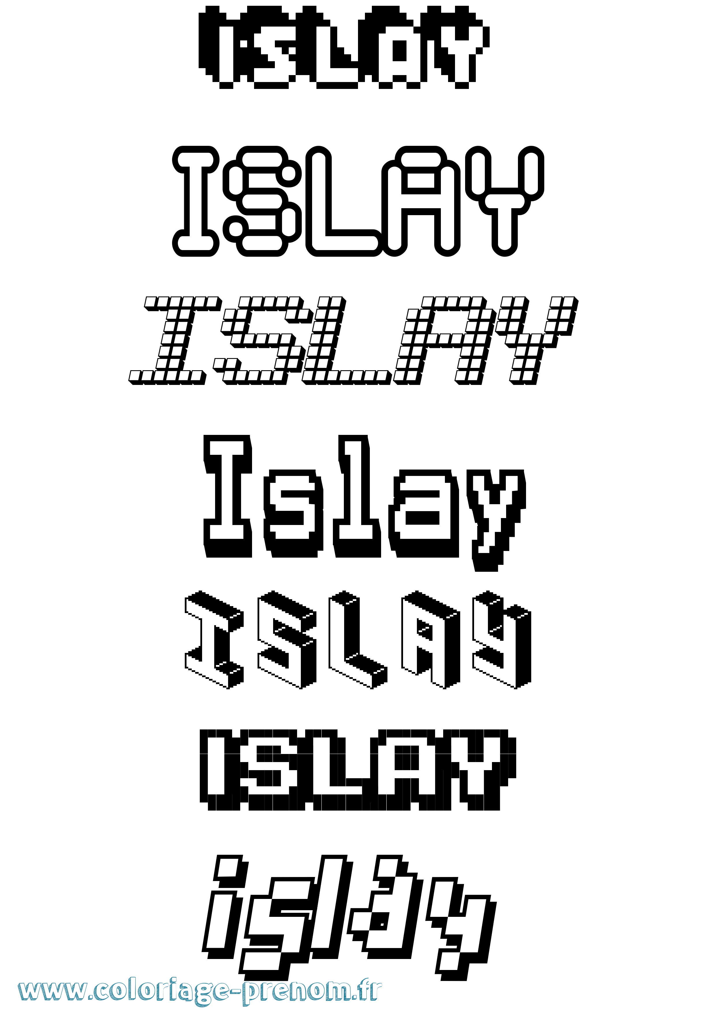 Coloriage Islay Pixel Coloriage prénom Islay Pixel
