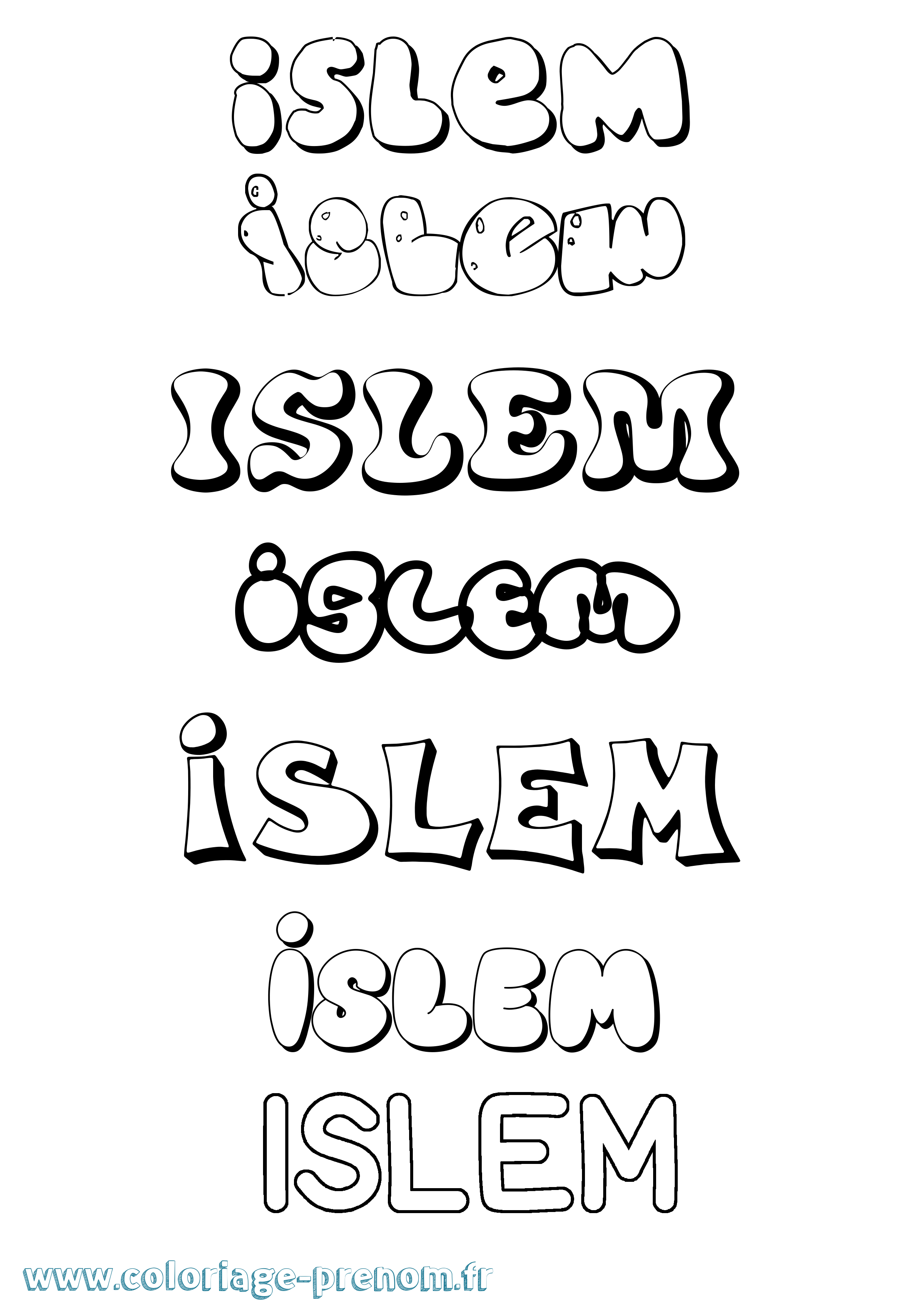 Coloriage Islem Bubble Coloriage prénom Islem Bubble