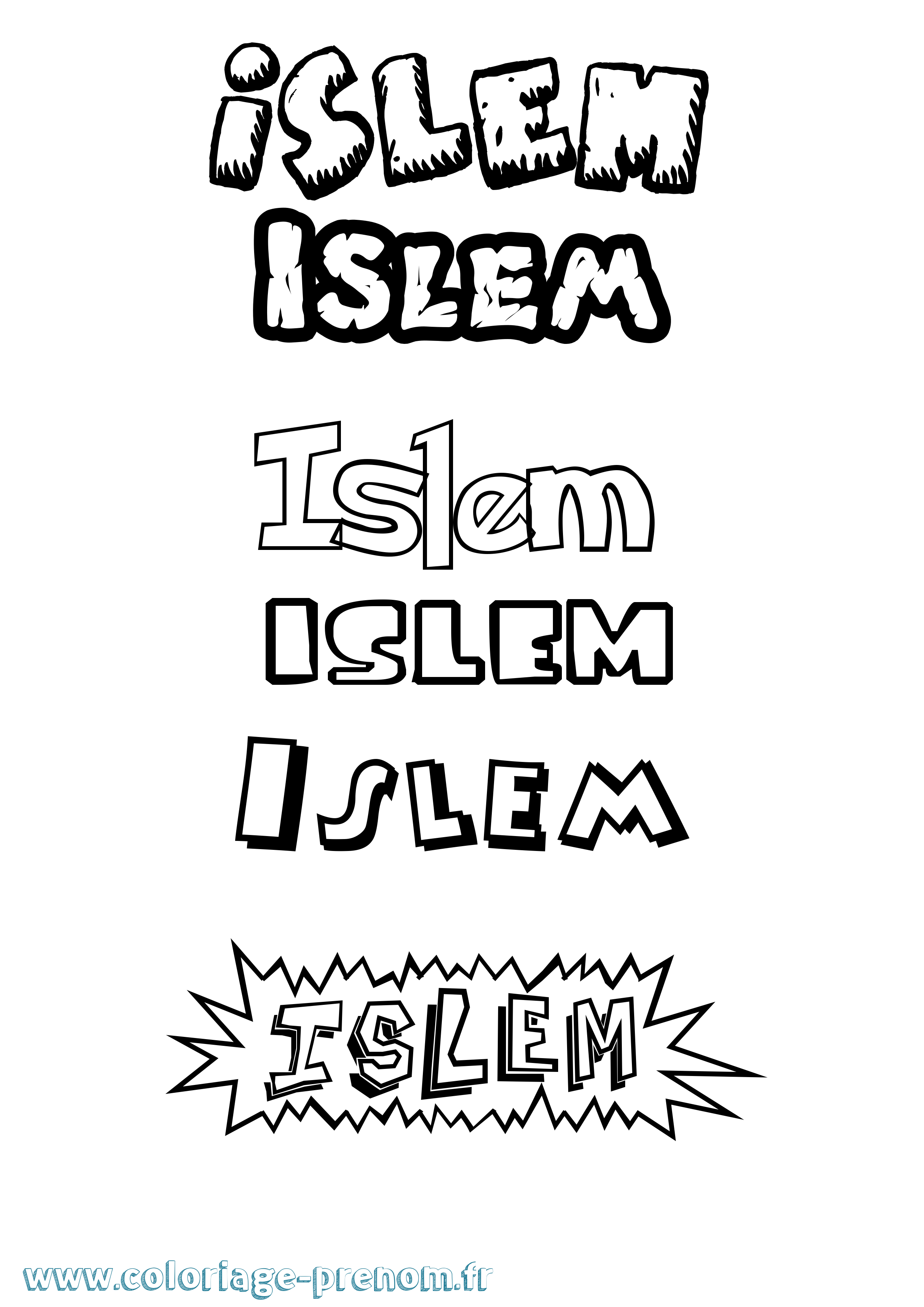 Coloriage Islem Dessin Animé Coloriage prénom Islem Dessin Animé