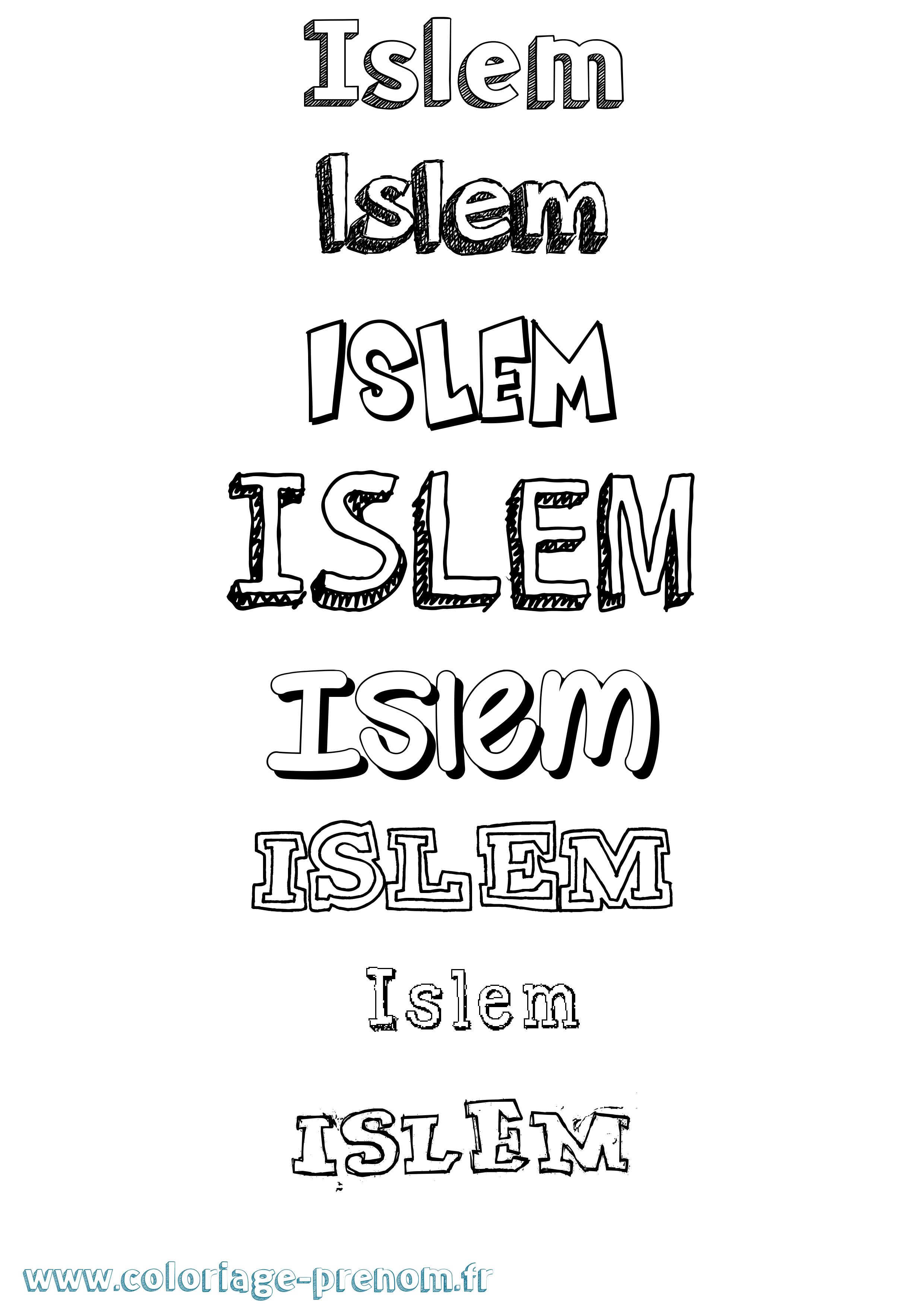 Coloriage Islem Dessiné Coloriage prénom Islem Dessiné