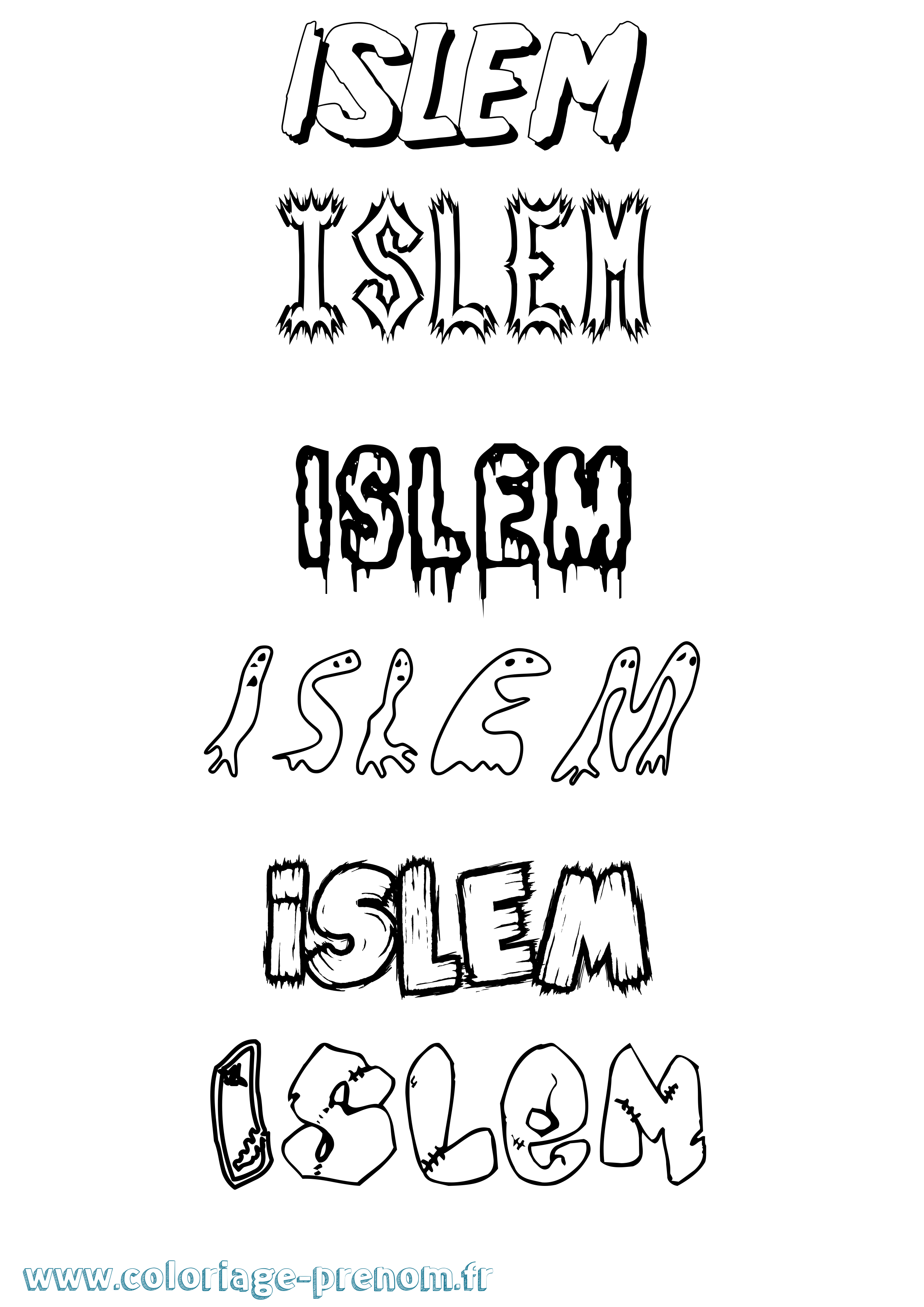 Coloriage Islem Frisson Coloriage prénom Islem Frisson