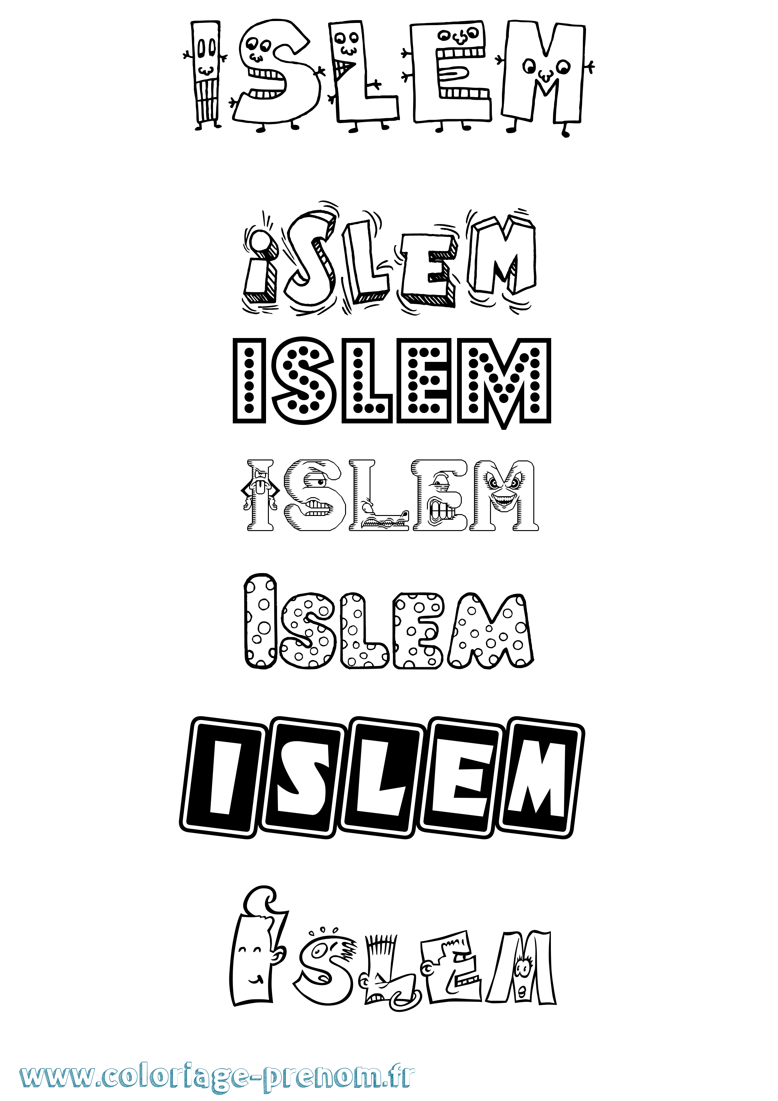 Coloriage Islem Fun Coloriage prénom Islem Fun
