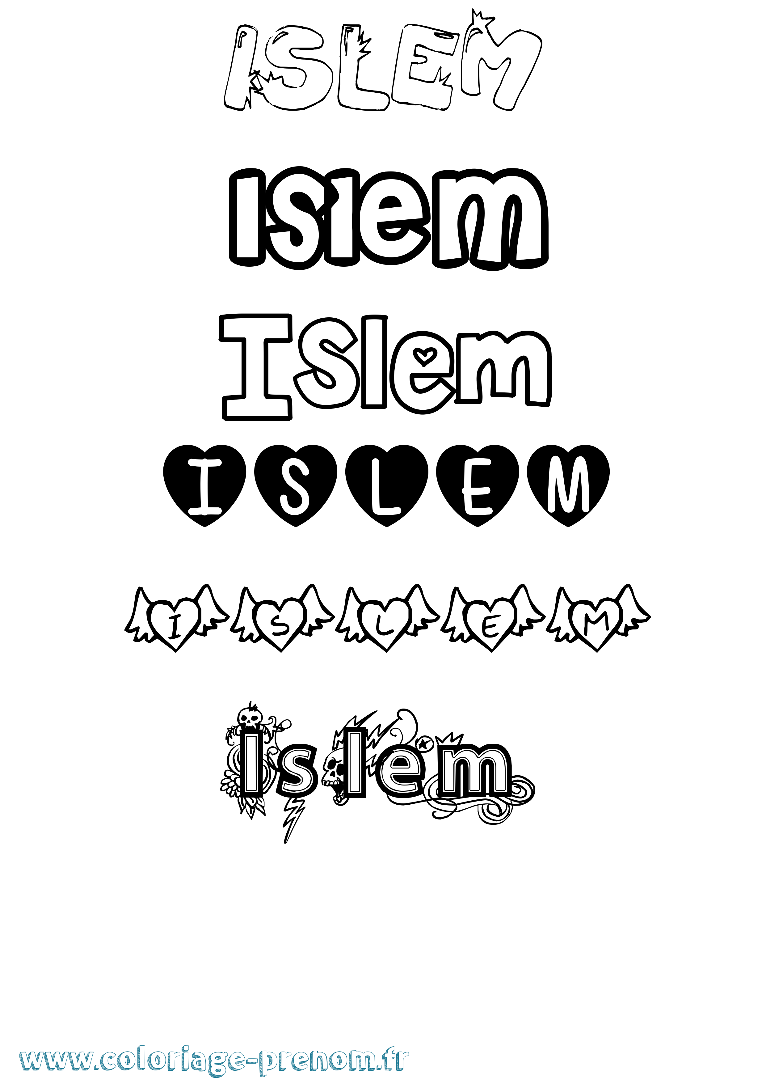 Coloriage Islem Girly Coloriage prénom Islem Girly