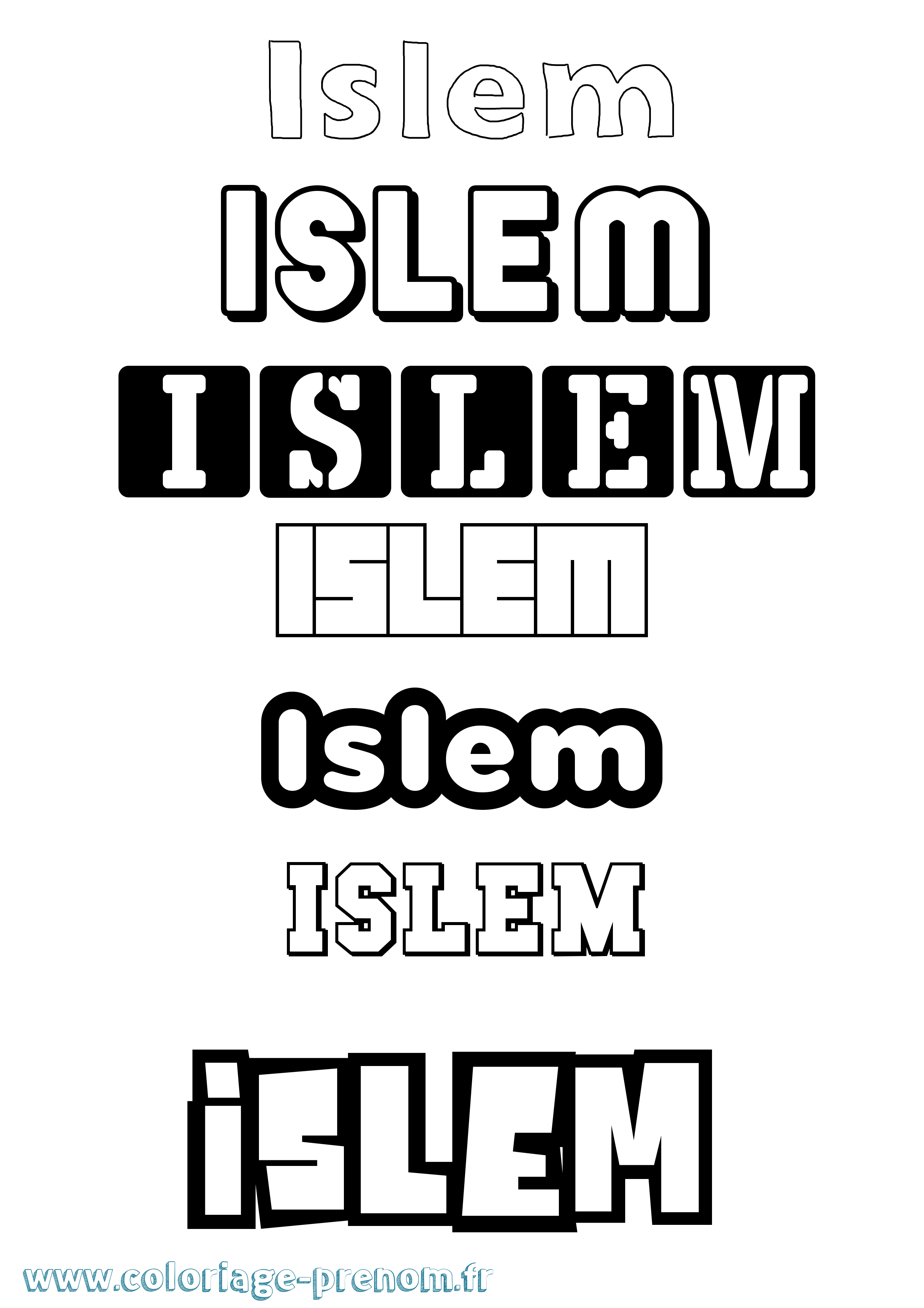 Coloriage Islem Simple Coloriage prénom Islem Simple