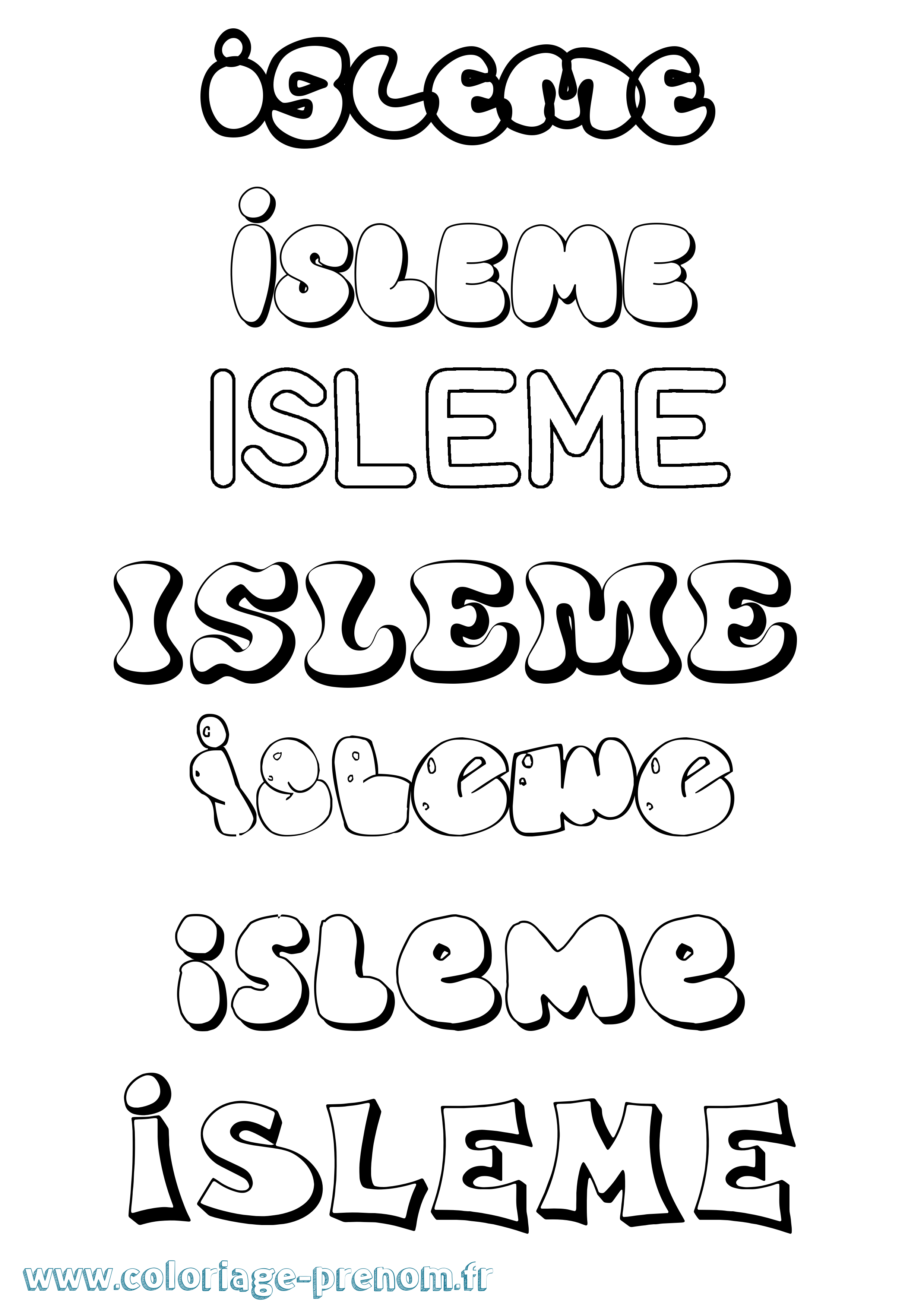 Coloriage Isleme Bubble Coloriage prénom Isleme Bubble