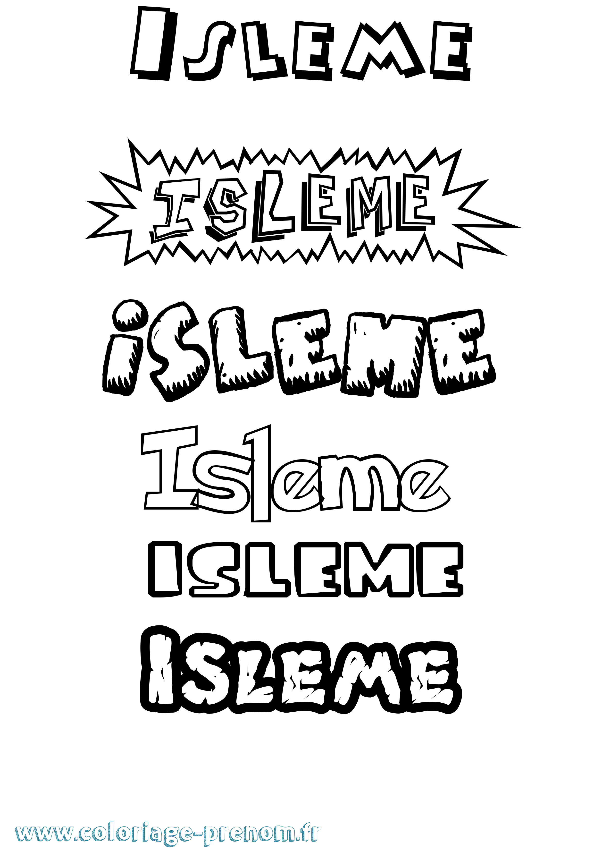 Coloriage Isleme Dessin Animé Coloriage prénom Isleme Dessin Animé