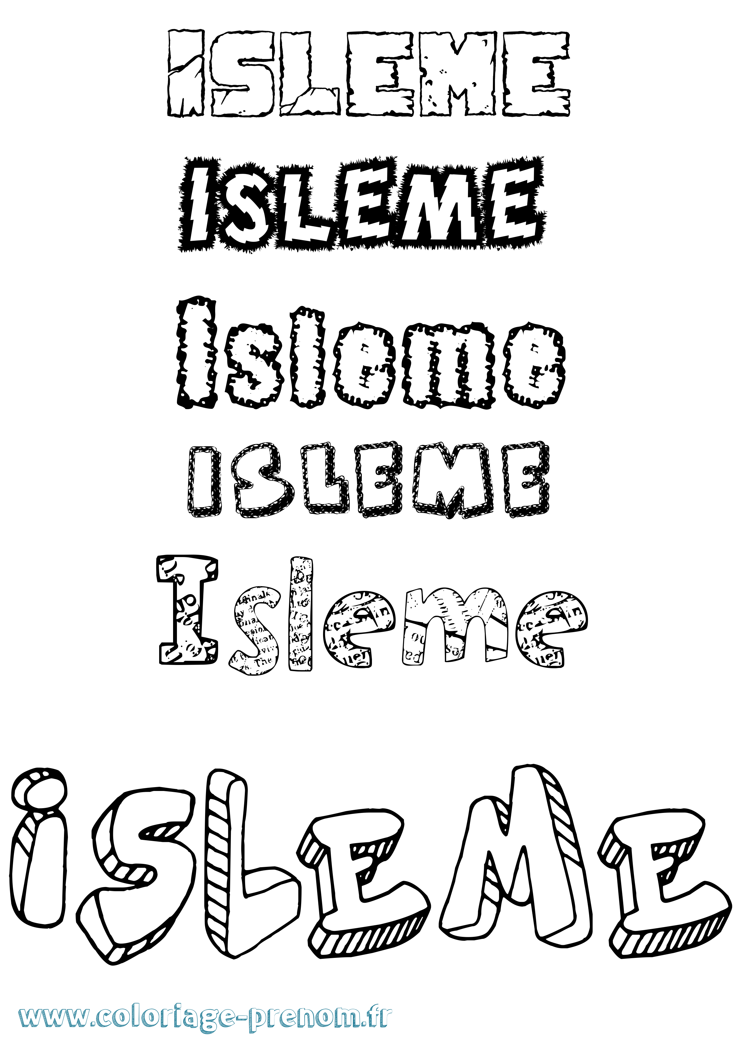 Coloriage Isleme Destructuré Coloriage prénom Isleme Destructuré