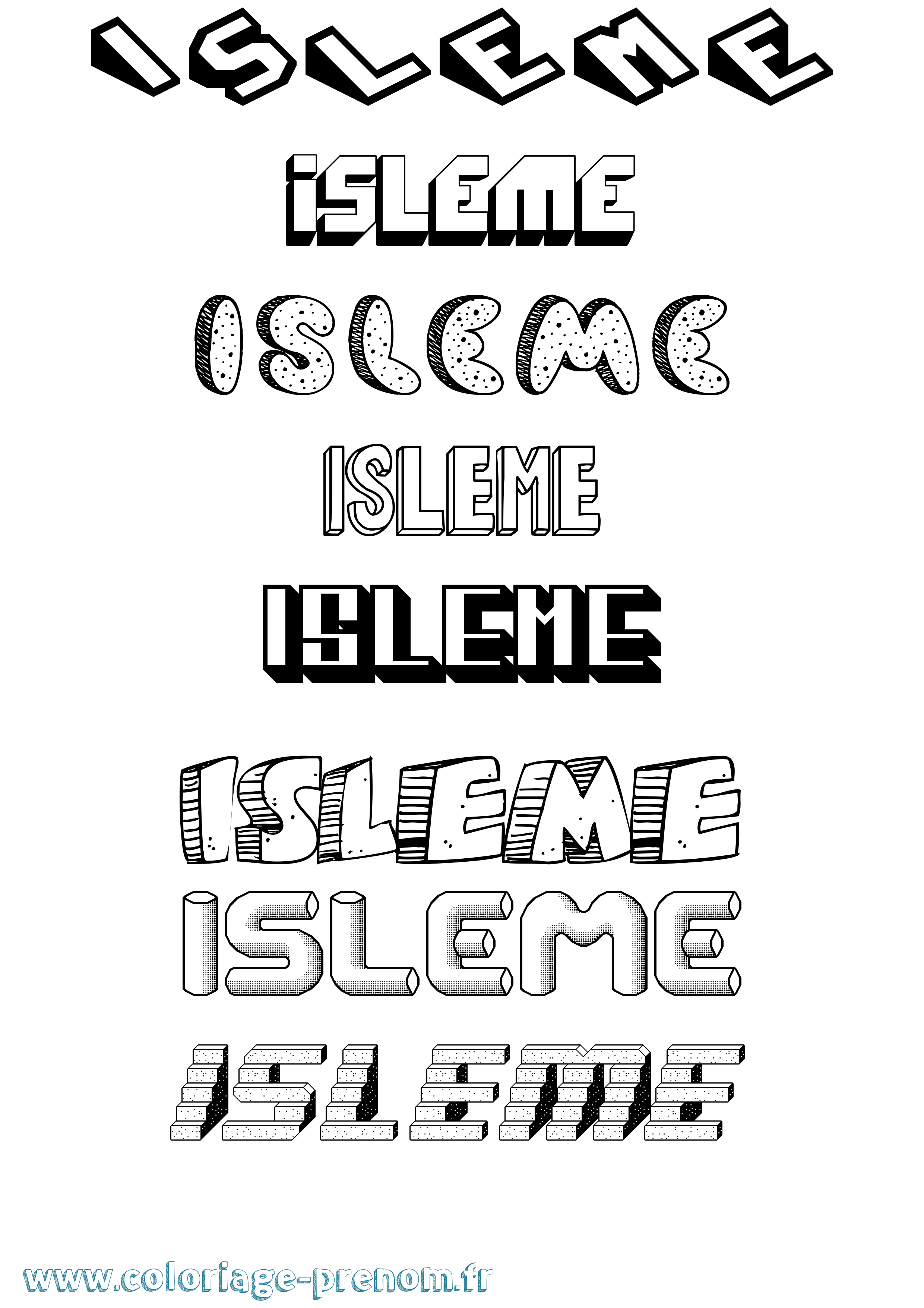 Coloriage Isleme Effet 3D Coloriage prénom Isleme Effet 3D