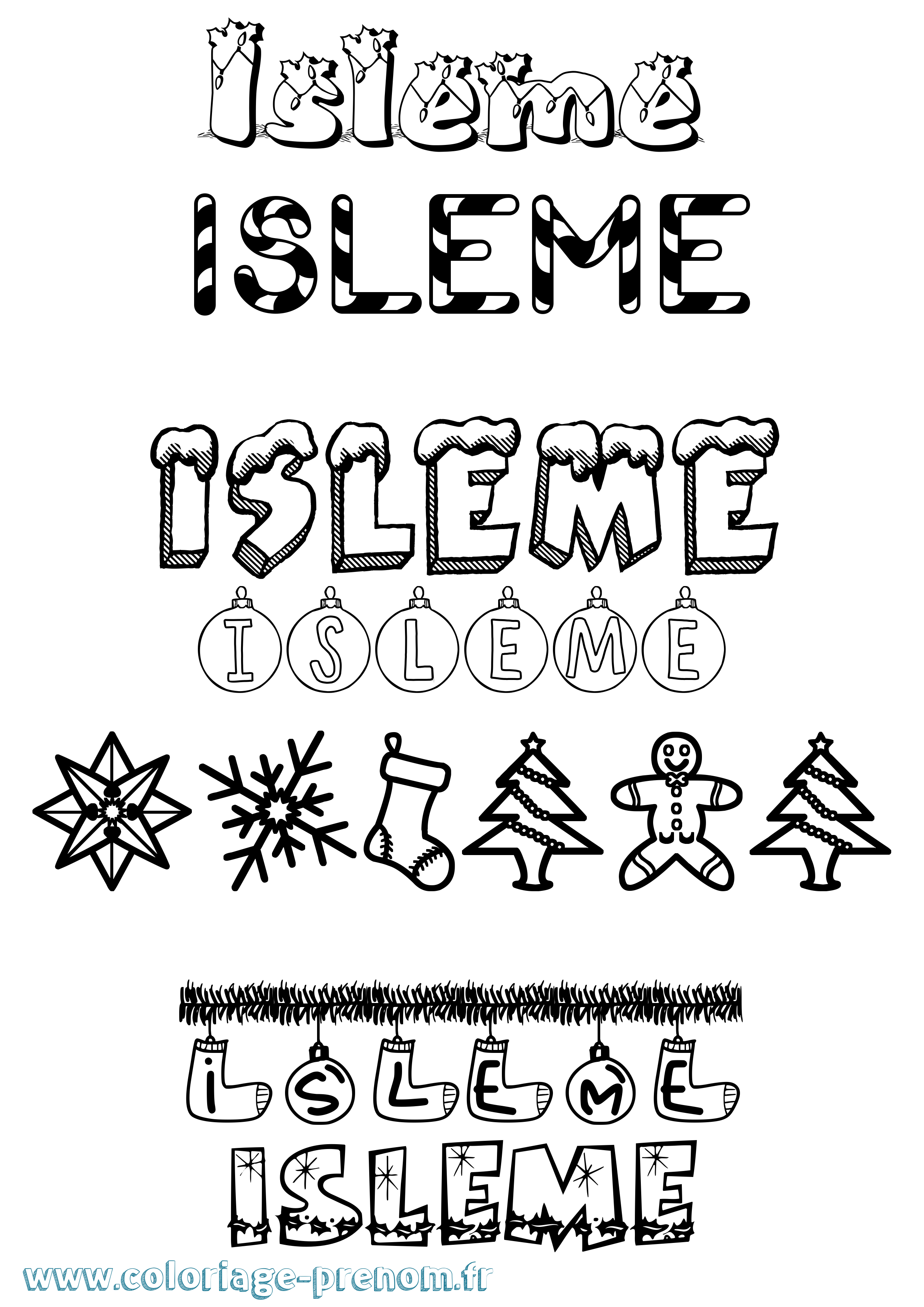 Coloriage Isleme Noël Coloriage prénom Isleme Noël