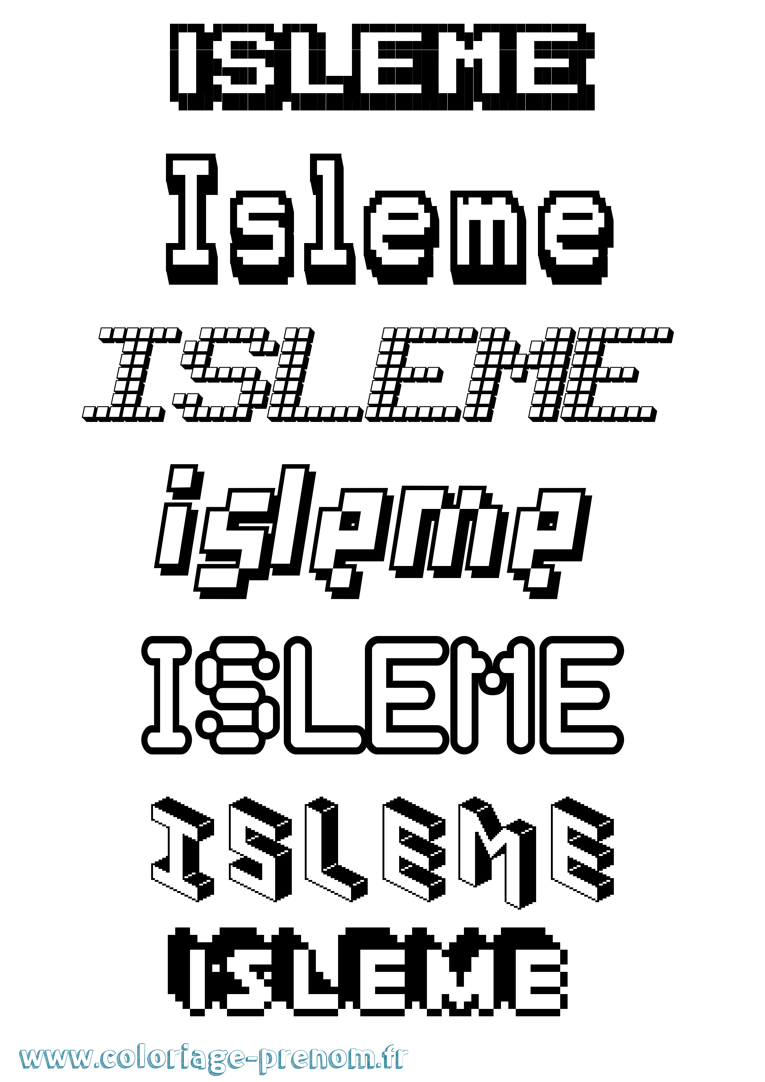 Coloriage Isleme Pixel Coloriage prénom Isleme Pixel