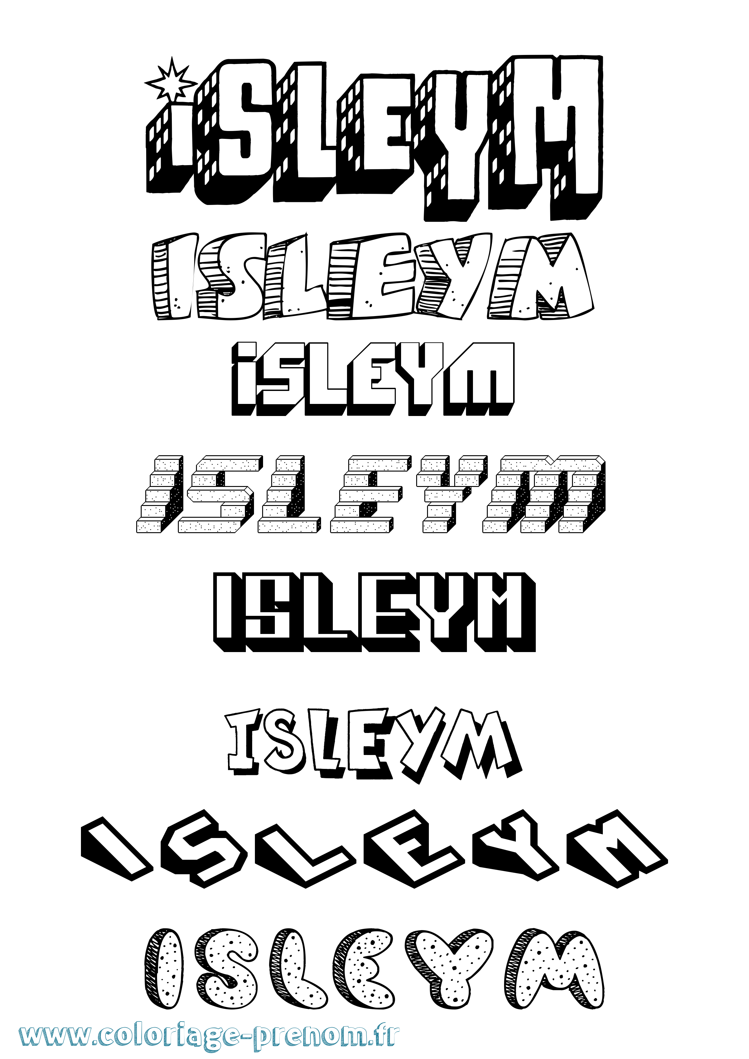 Coloriage Isleym Effet 3D Coloriage prénom Isleym Effet 3D