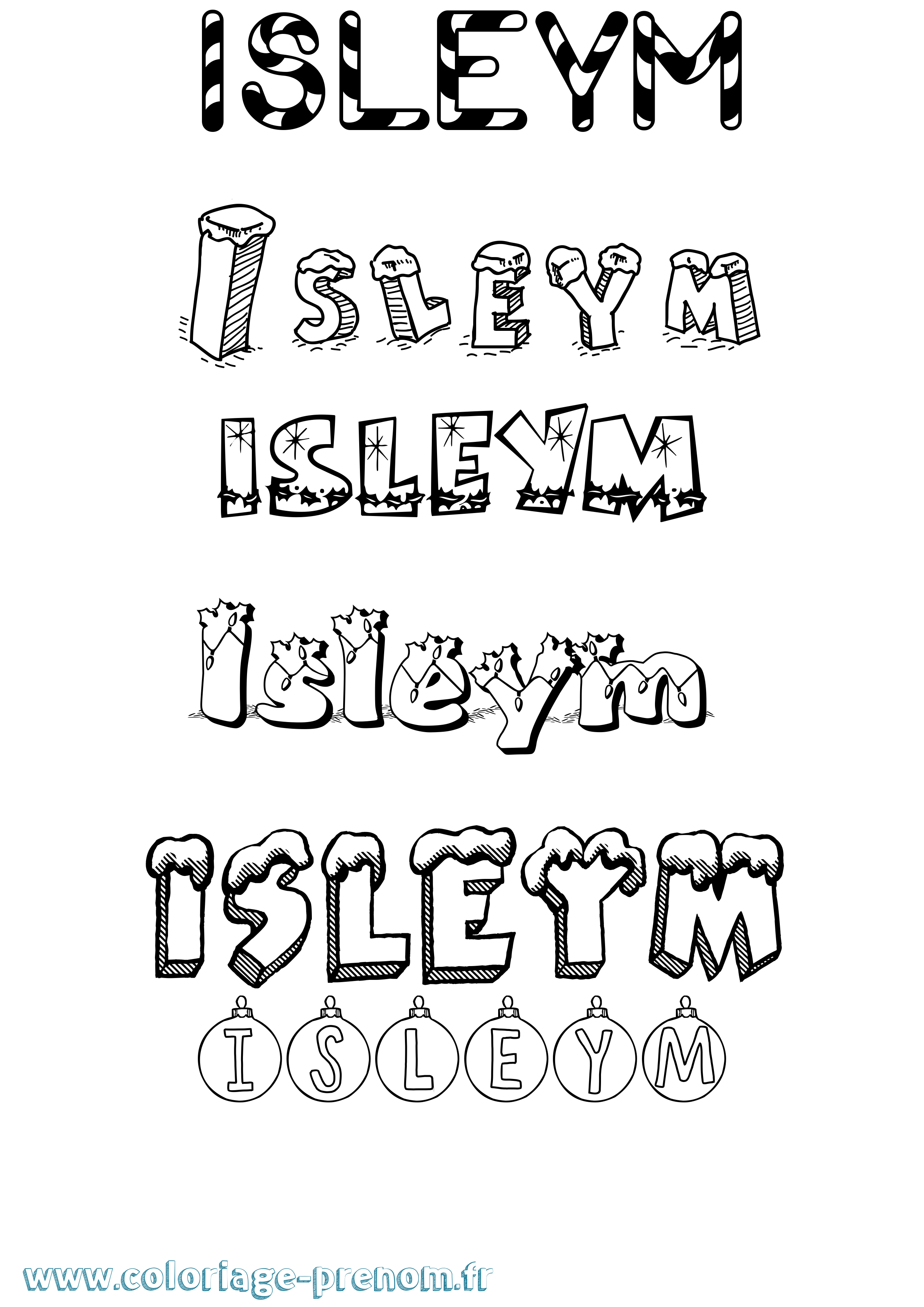 Coloriage Isleym Noël Coloriage prénom Isleym Noël