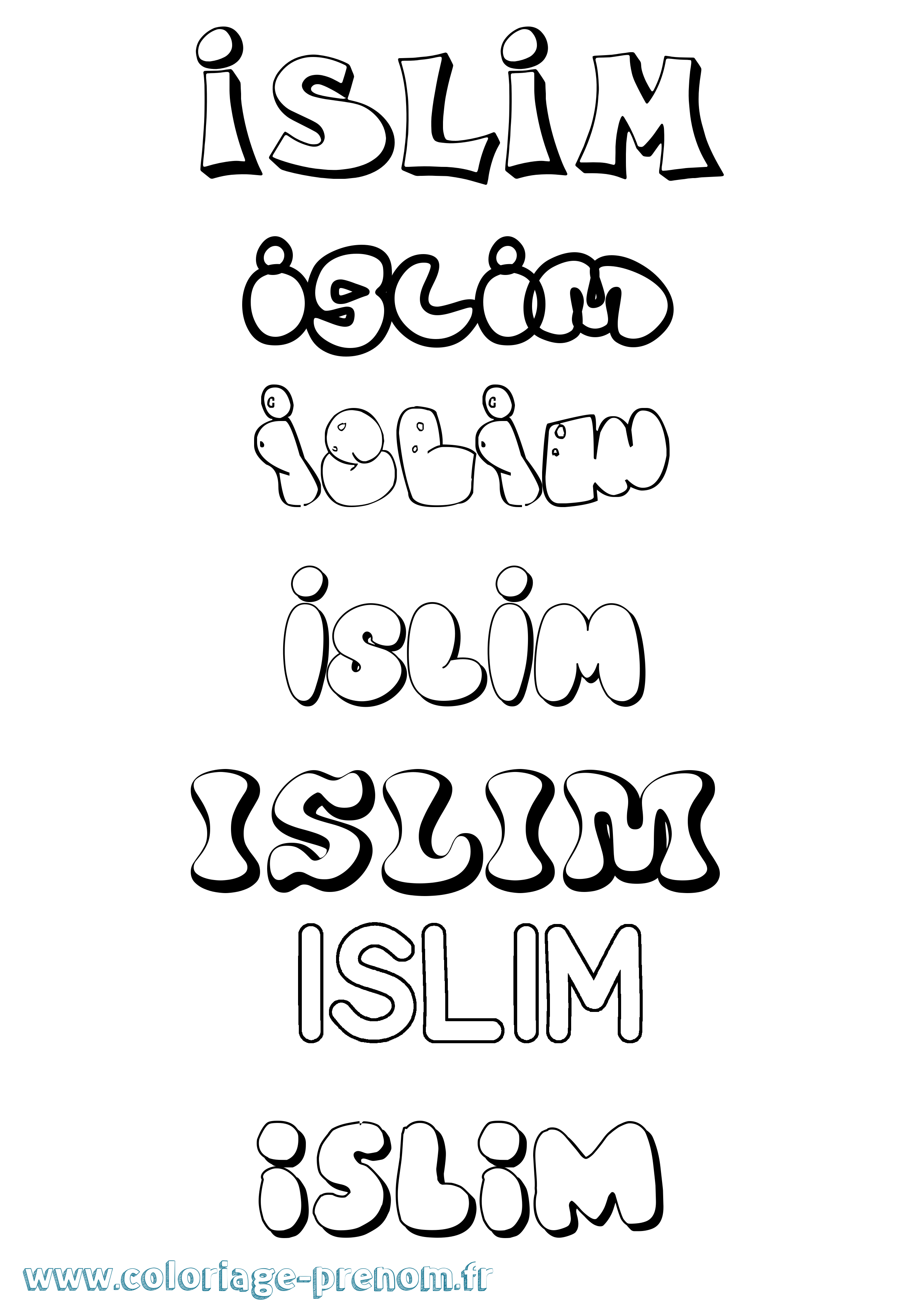 Coloriage Islim Bubble Coloriage prénom Islim Bubble