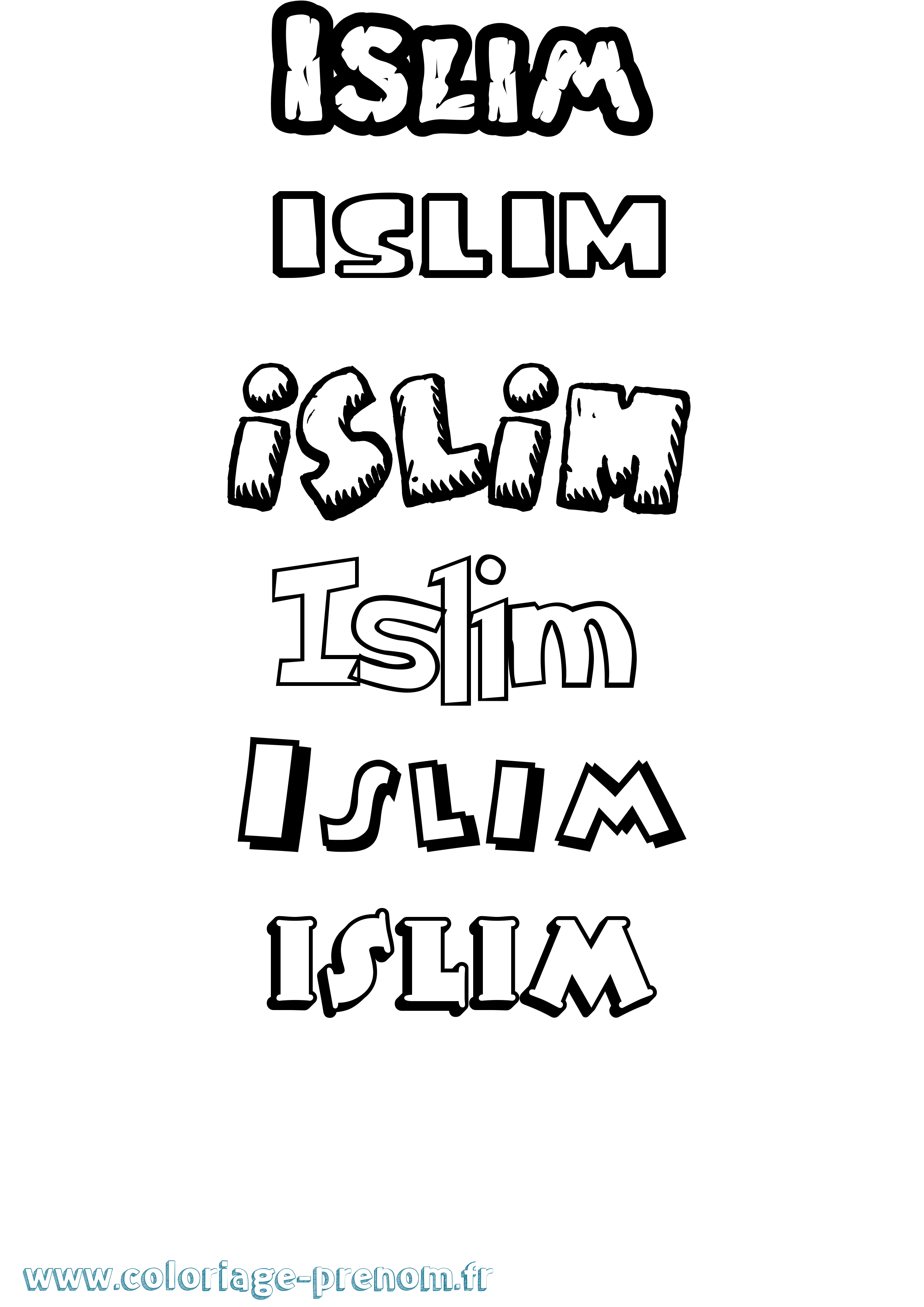 Coloriage Islim Dessin Animé Coloriage prénom Islim Dessin Animé