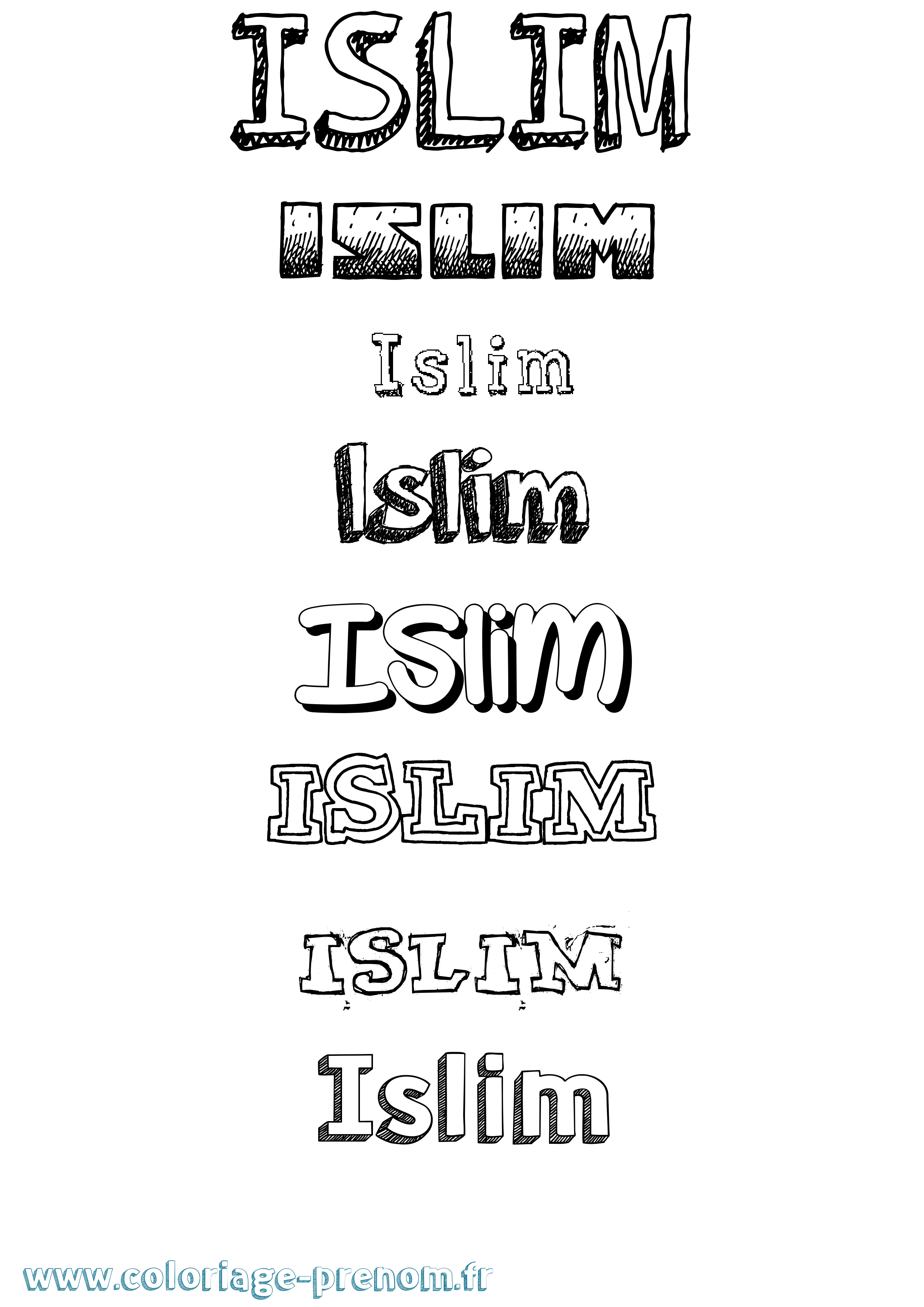 Coloriage Islim Dessiné Coloriage prénom Islim Dessiné