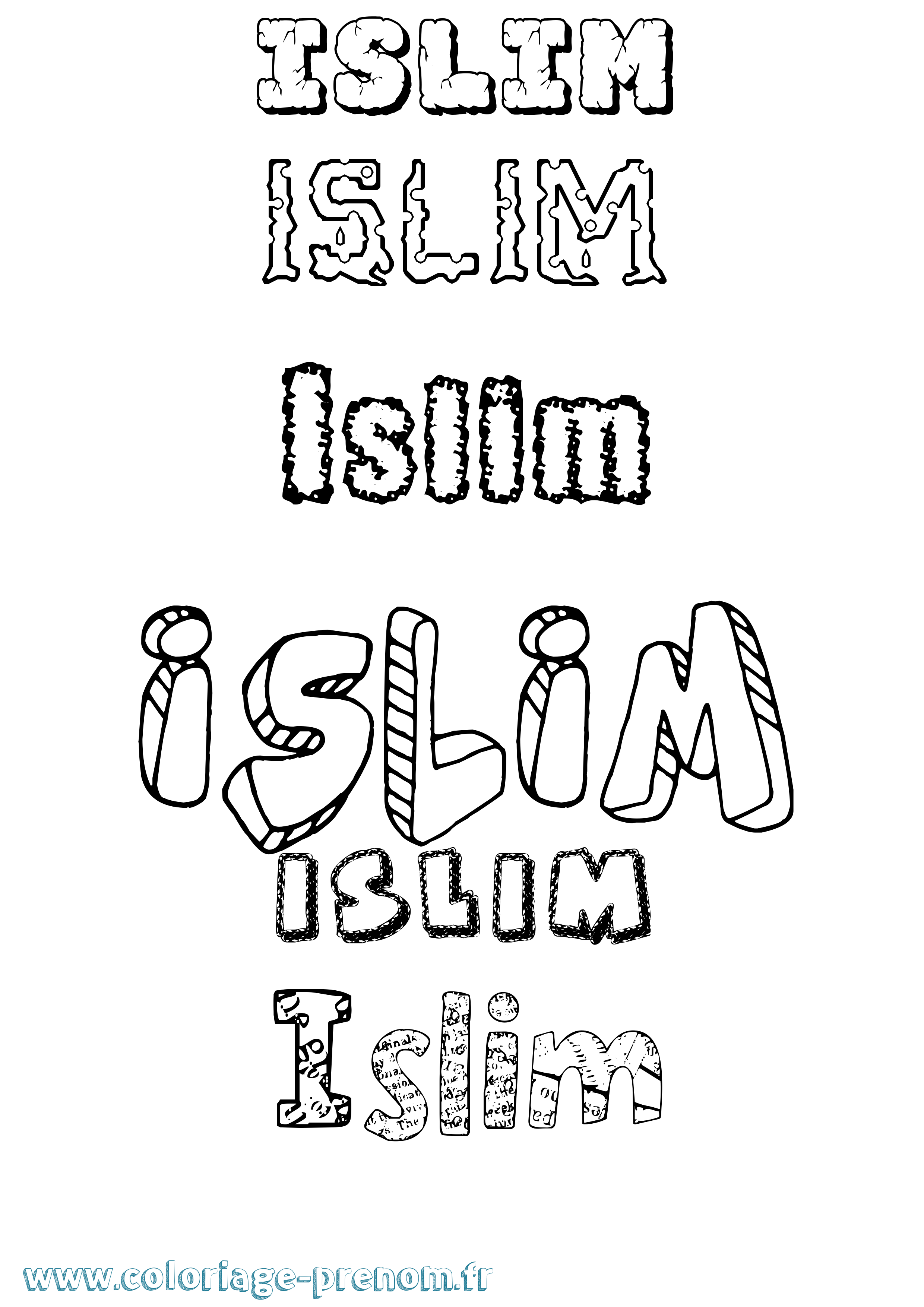 Coloriage Islim Destructuré Coloriage prénom Islim Destructuré