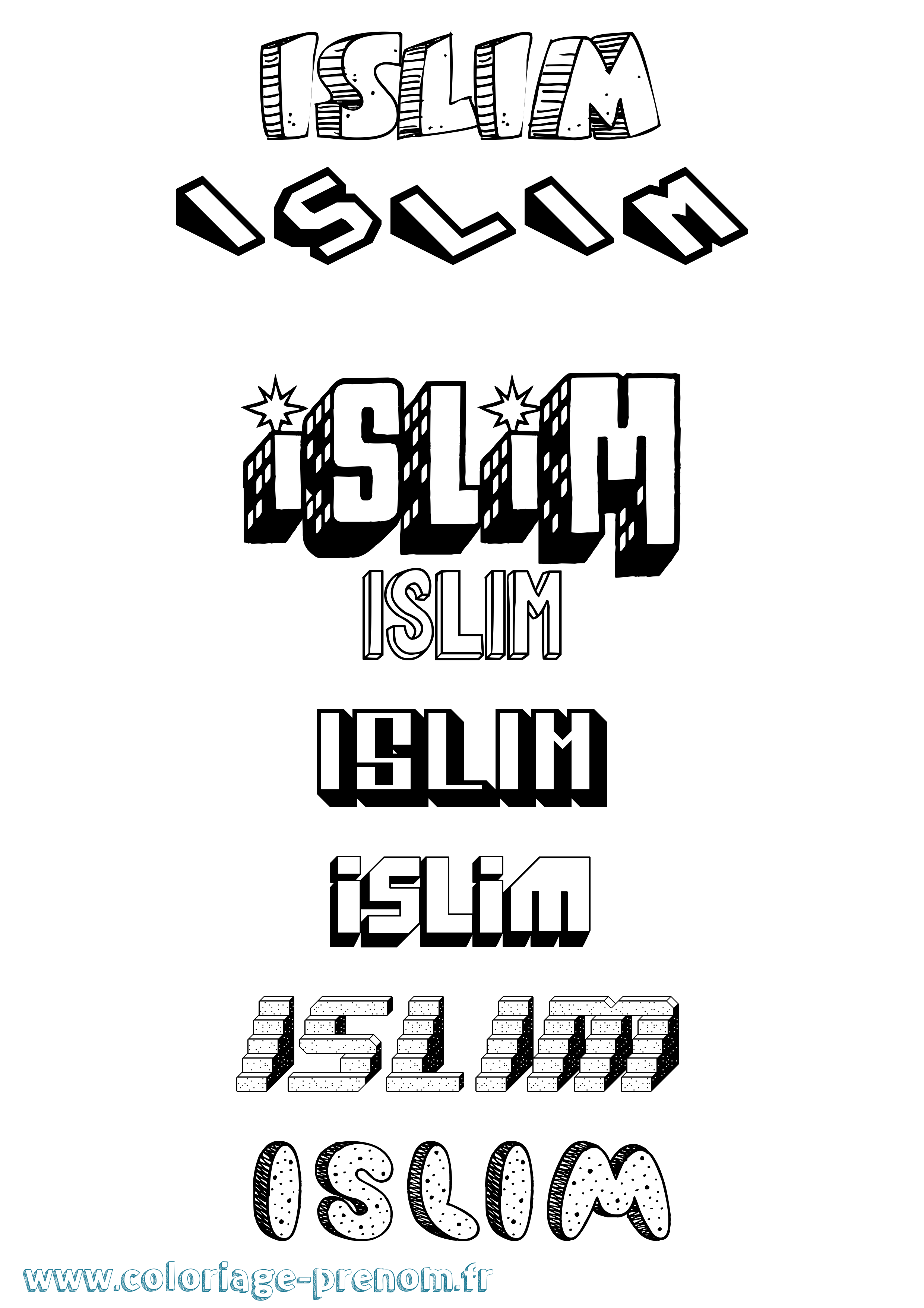 Coloriage Islim Effet 3D Coloriage prénom Islim Effet 3D