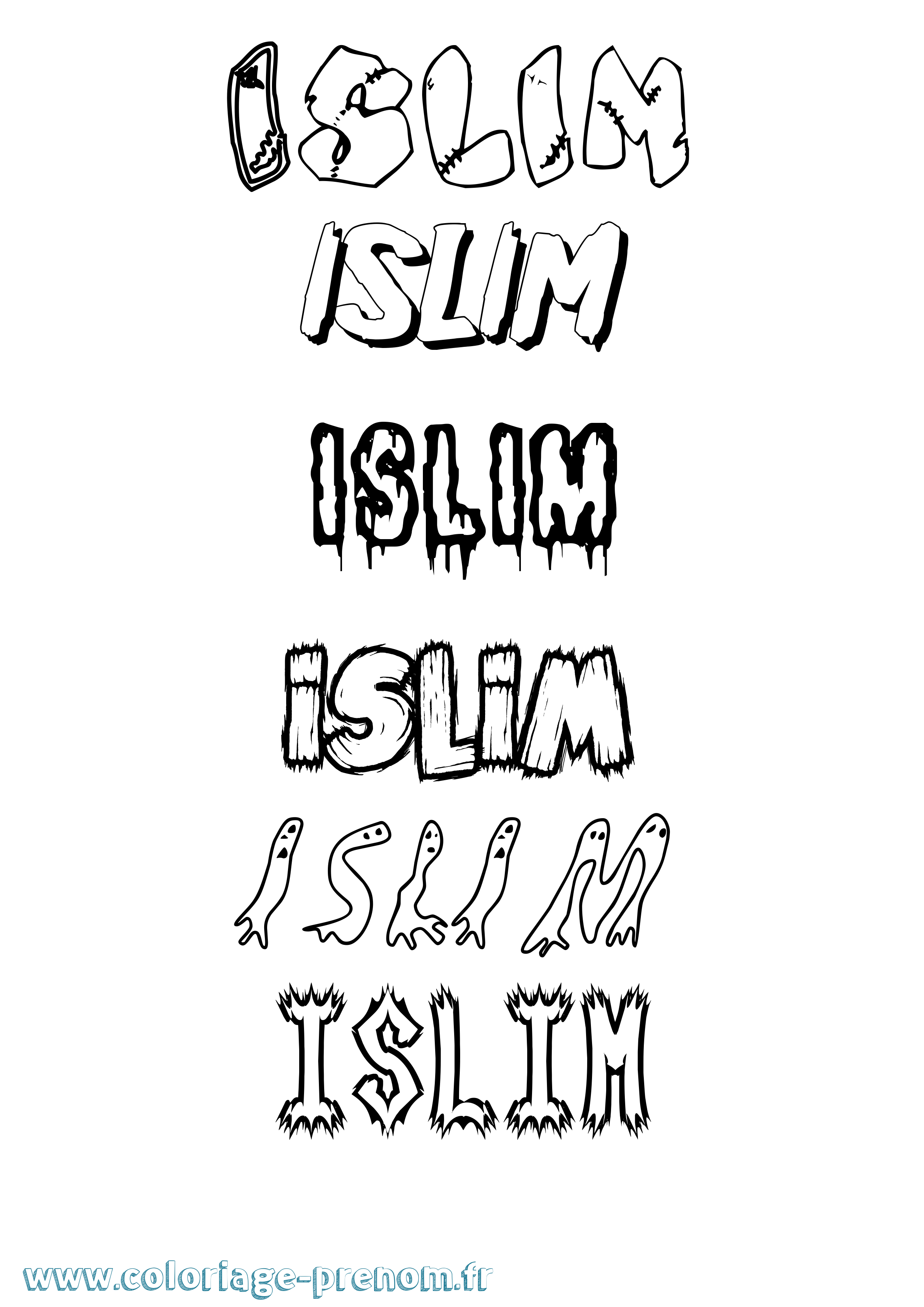 Coloriage Islim Frisson Coloriage prénom Islim Frisson