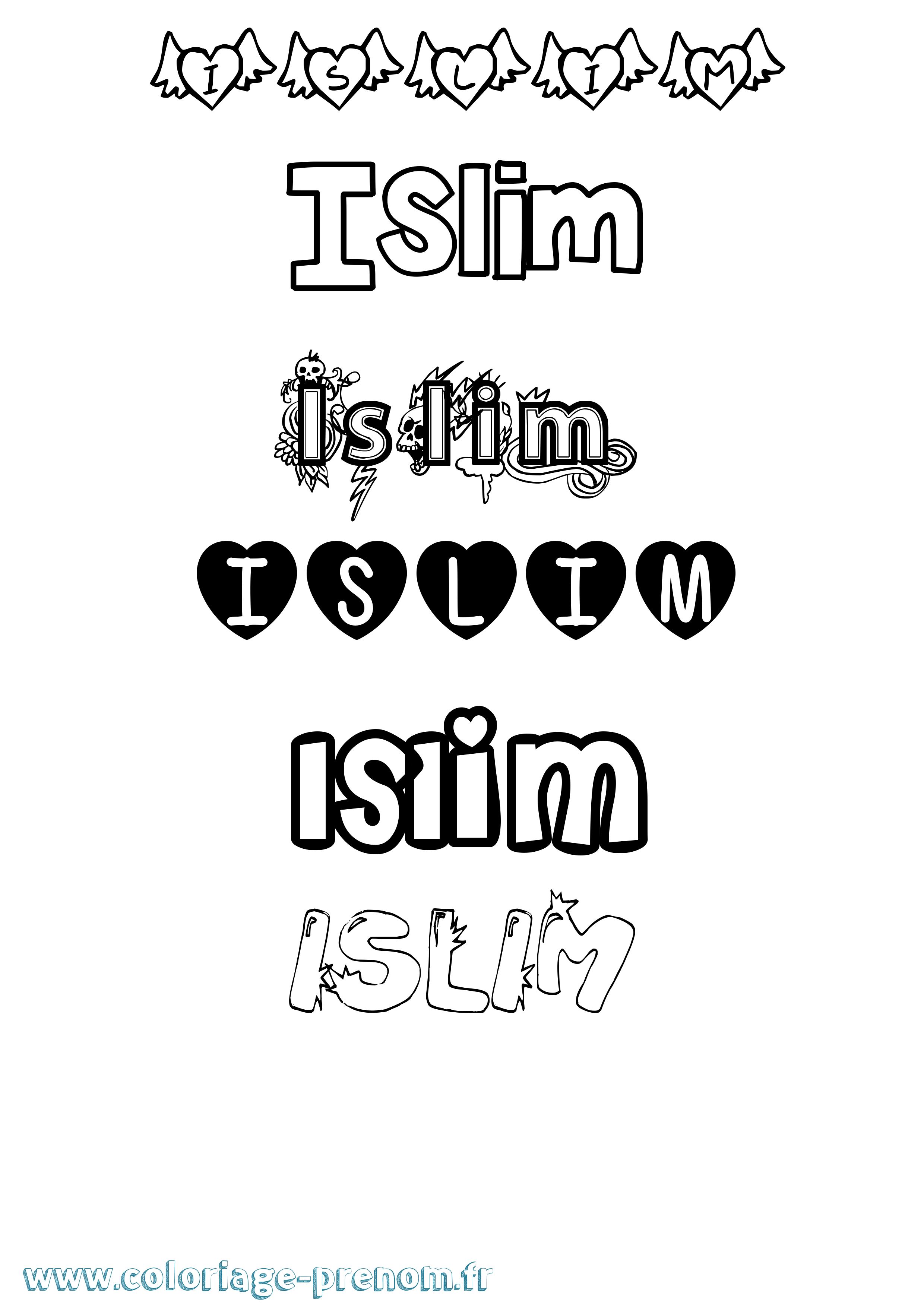 Coloriage Islim Girly Coloriage prénom Islim Girly