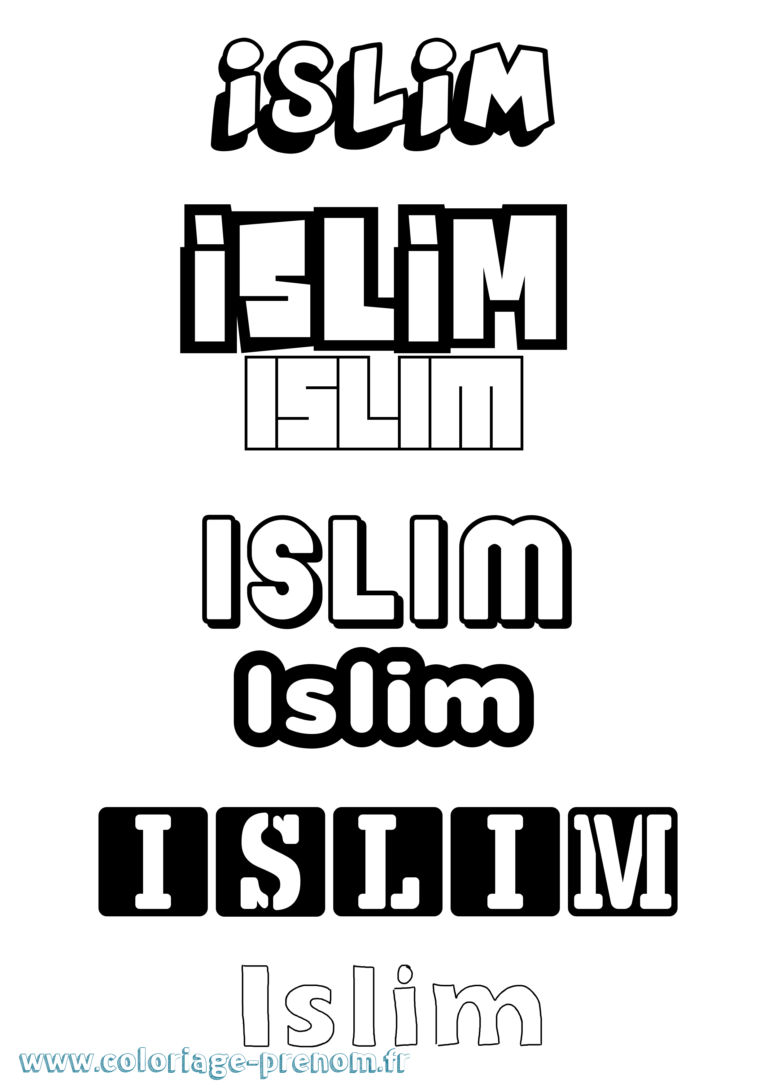 Coloriage Islim Simple Coloriage prénom Islim Simple