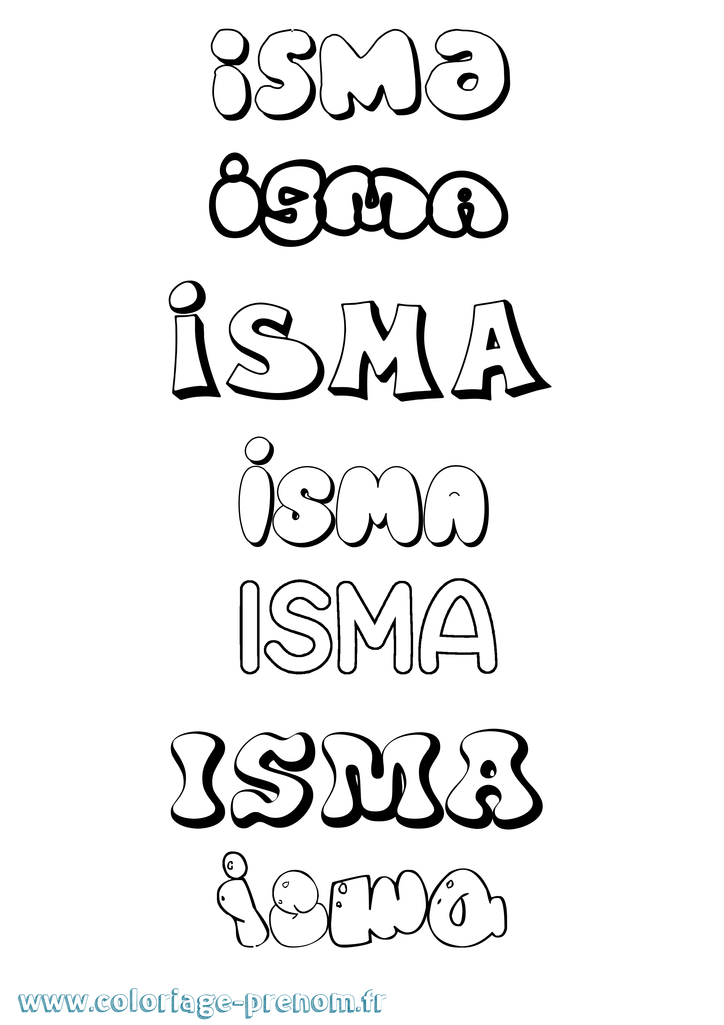 Coloriage Isma Bubble Coloriage prénom Isma Bubble
