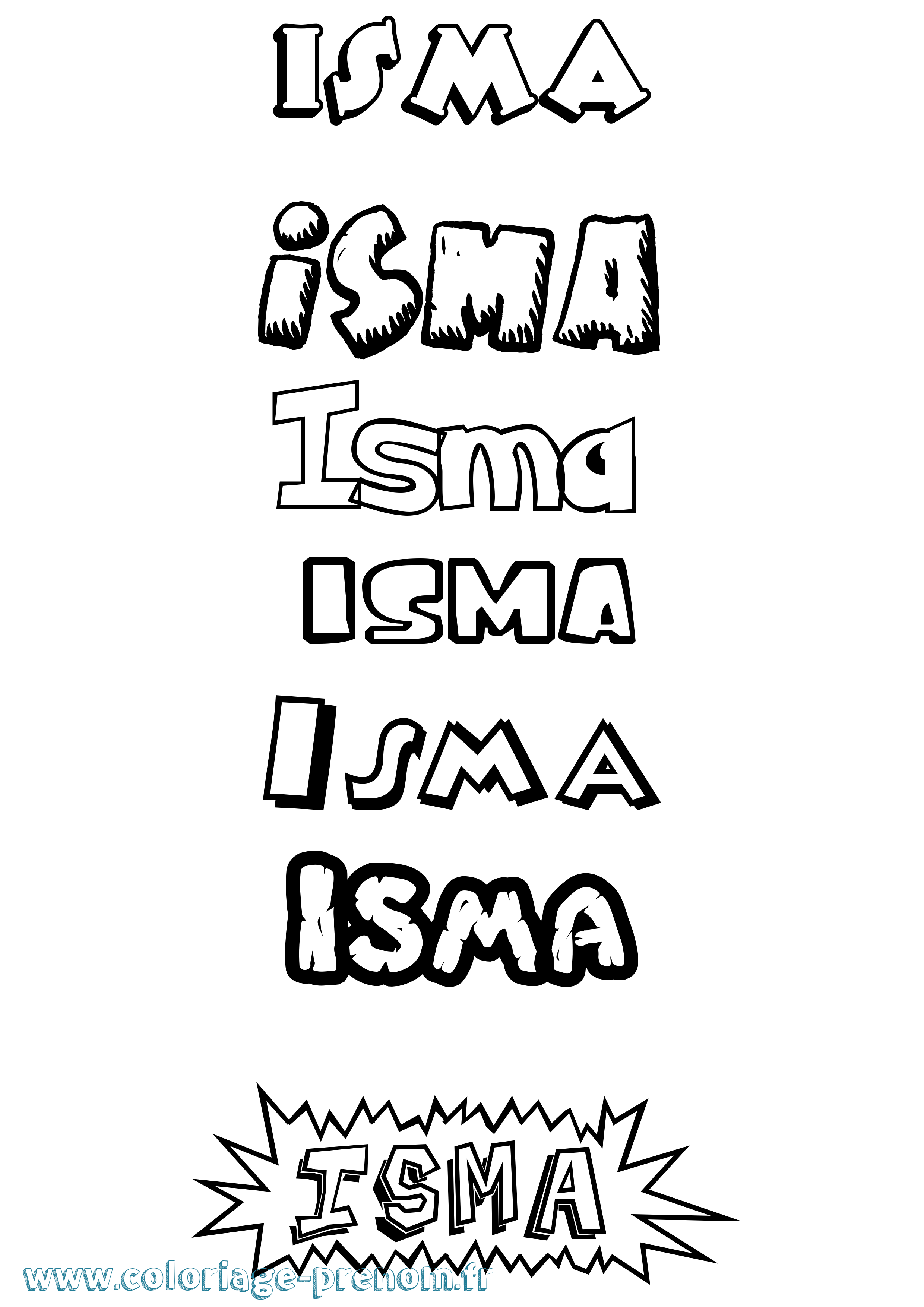 Coloriage Isma Dessin Animé Coloriage prénom Isma Dessin Animé